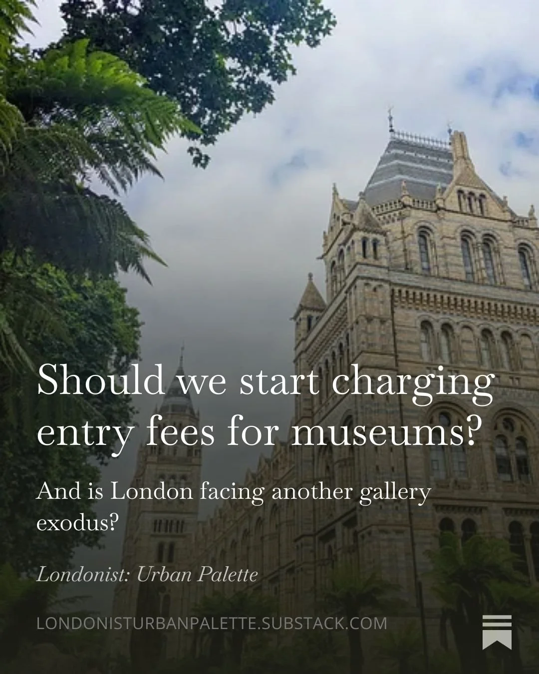 Should we start charging entry fees for museums? This is an ongoing debate, and I make my case for why we should keep them free entry in my latest Diary of a London Art Critic (link in bio). What do you think?
.
.
@Londonist_Com #LondonArt #LondonMus