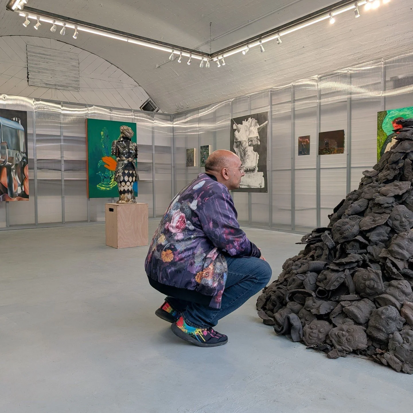 This annual open call sees the gallery return to the Peckham arches with a great selection of artists. I was drawn to the two works in the centre, Cas Campbell&rsquo;s animal-human hybrid figure and Vivien Delta&rsquo;s pile of masks made from volcan