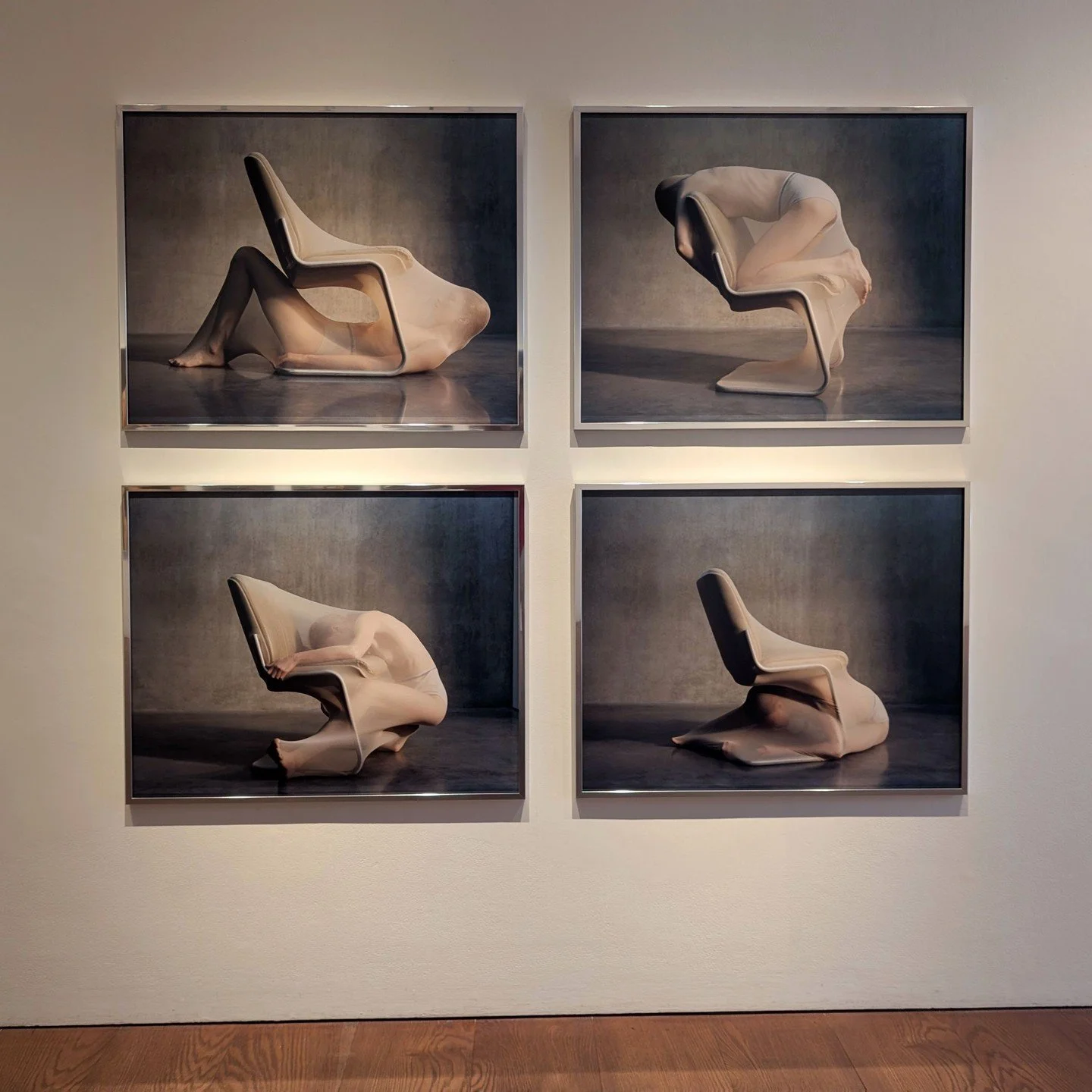 Water on fire, six faucets stacked on top of another, and a woman contorted within fabric, striking uncomfortable poses under and over a chair. Lisa Jahovic takes the everyday and morphs it into the absurd and humorous in her surreal photography. 

O