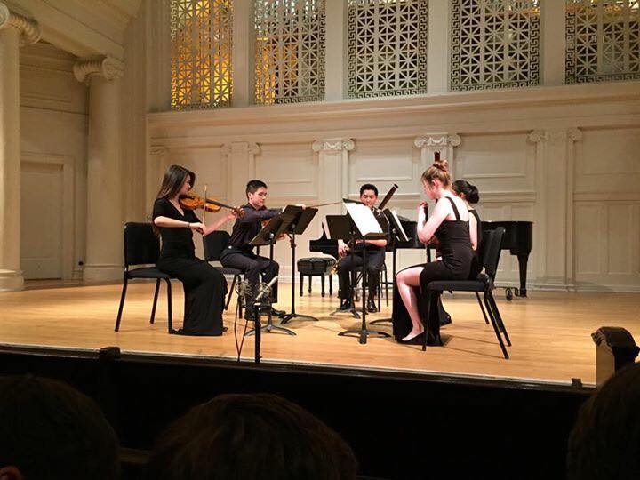 Sabrina Park, Eric Stinehart, Hunter Chang, Maddy Tung, and Annie Pinkerton Performing SHEMA at the Music Institute of Chicago's Nichols Concert Hall in Evanston, IL