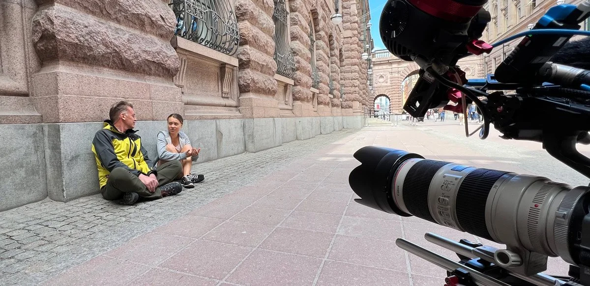 Greta with Chris Packham interview Stockholm