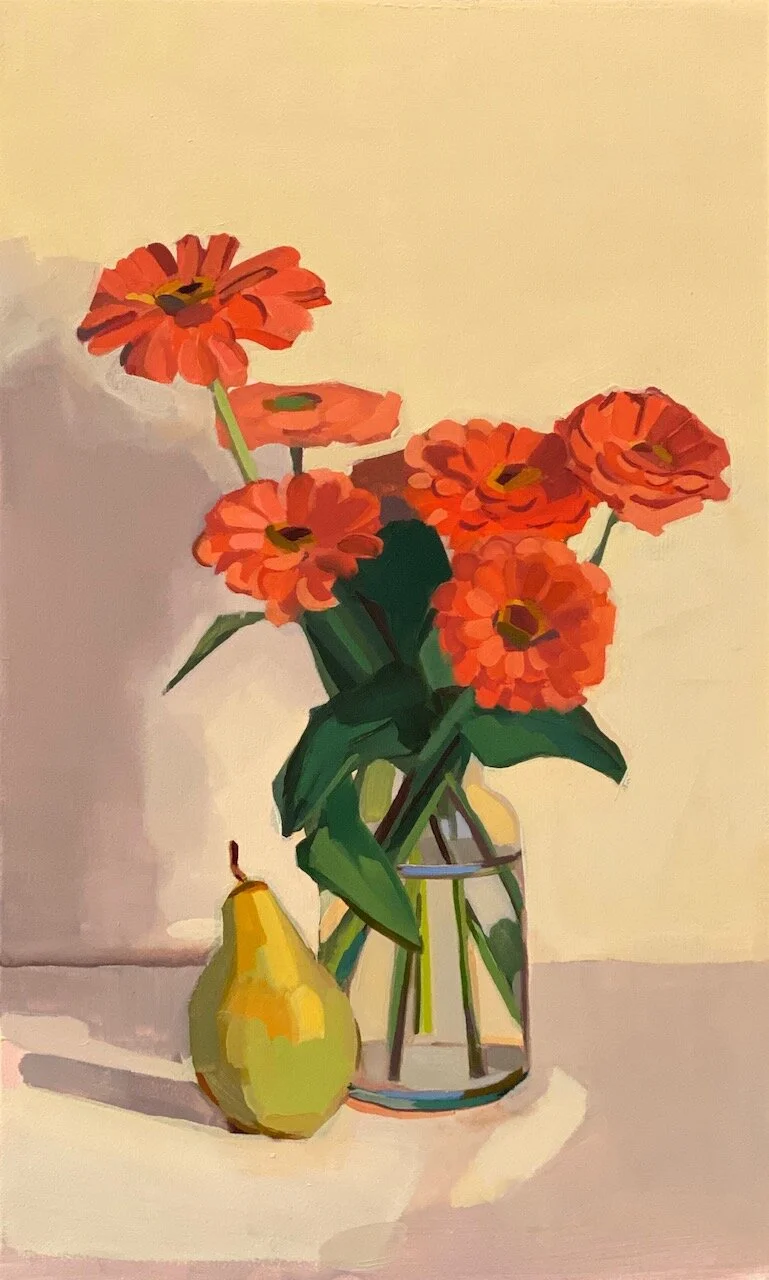 Zinnias and a Pear_Cough.jpeg