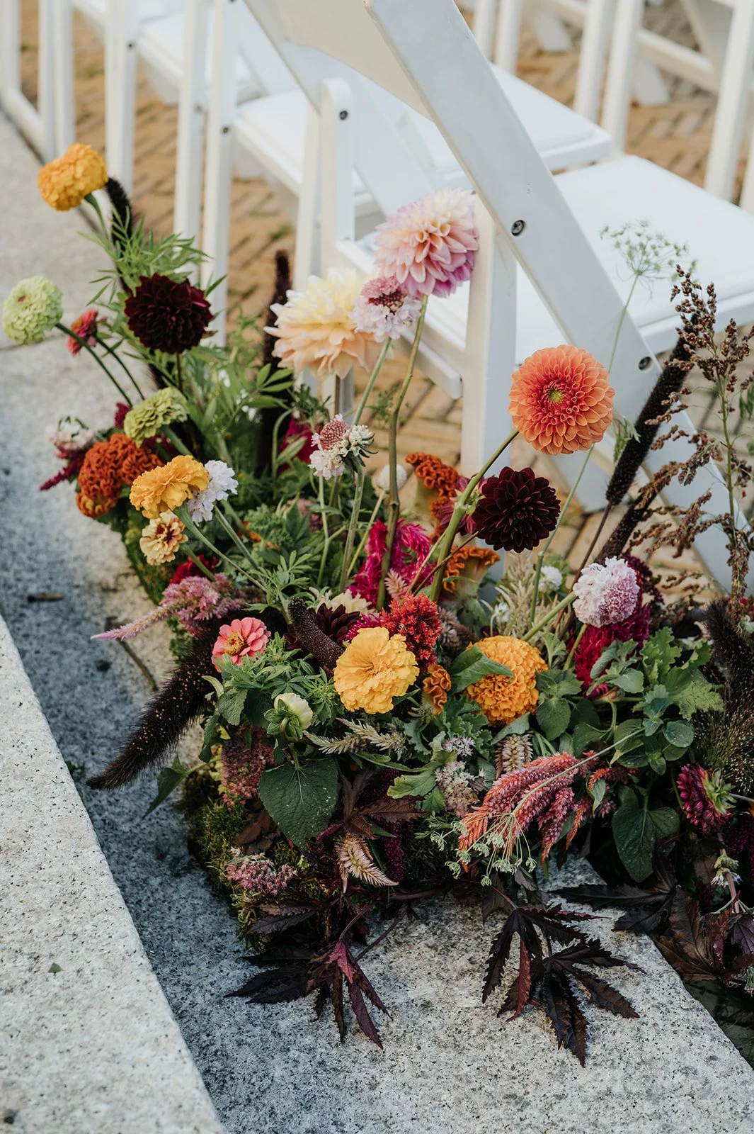 Aisle Flowers at Prospect Park Wedding