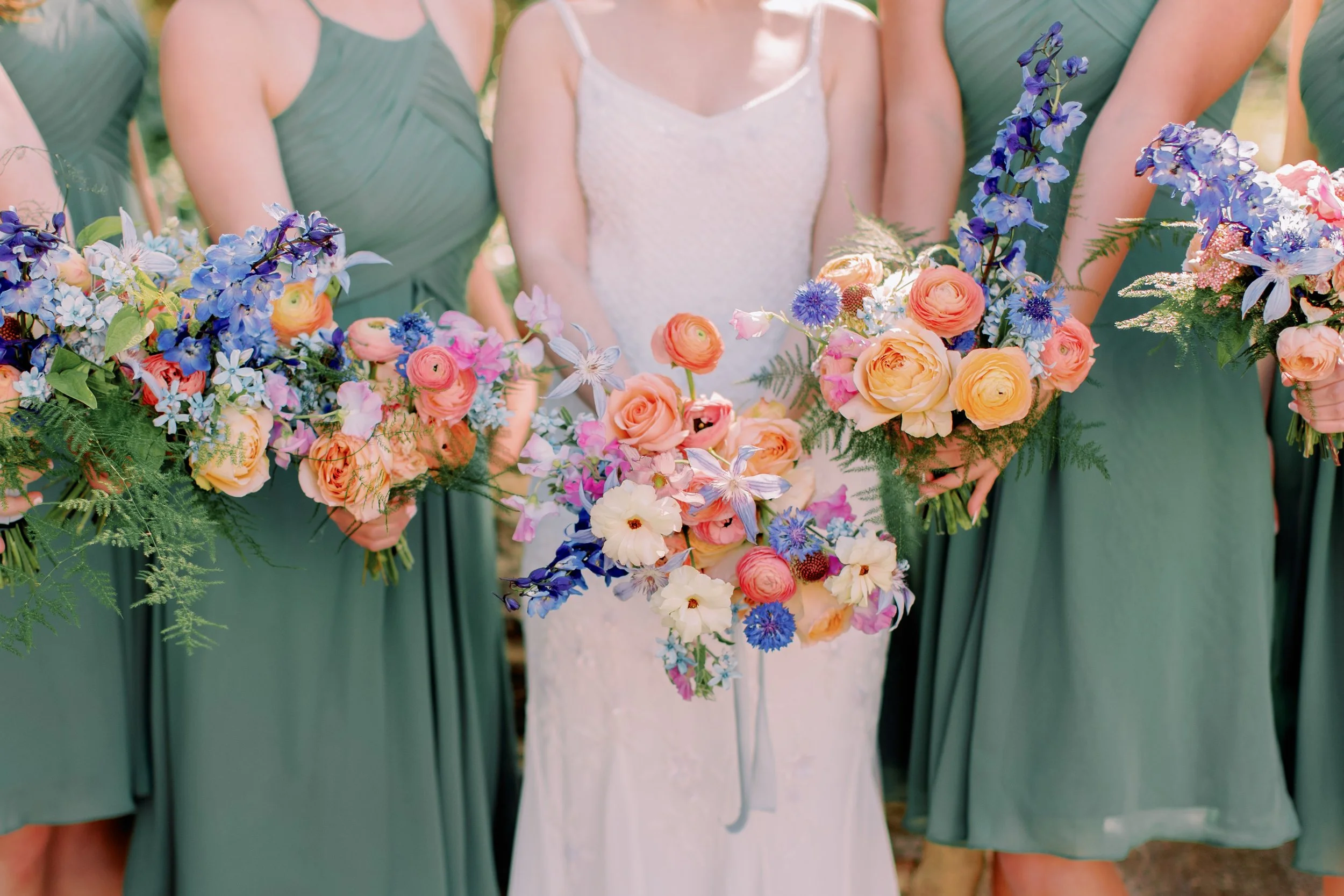 April wedding bridesmaids bouquets