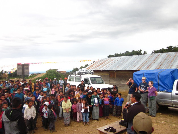 The village children met the group and sang songs.