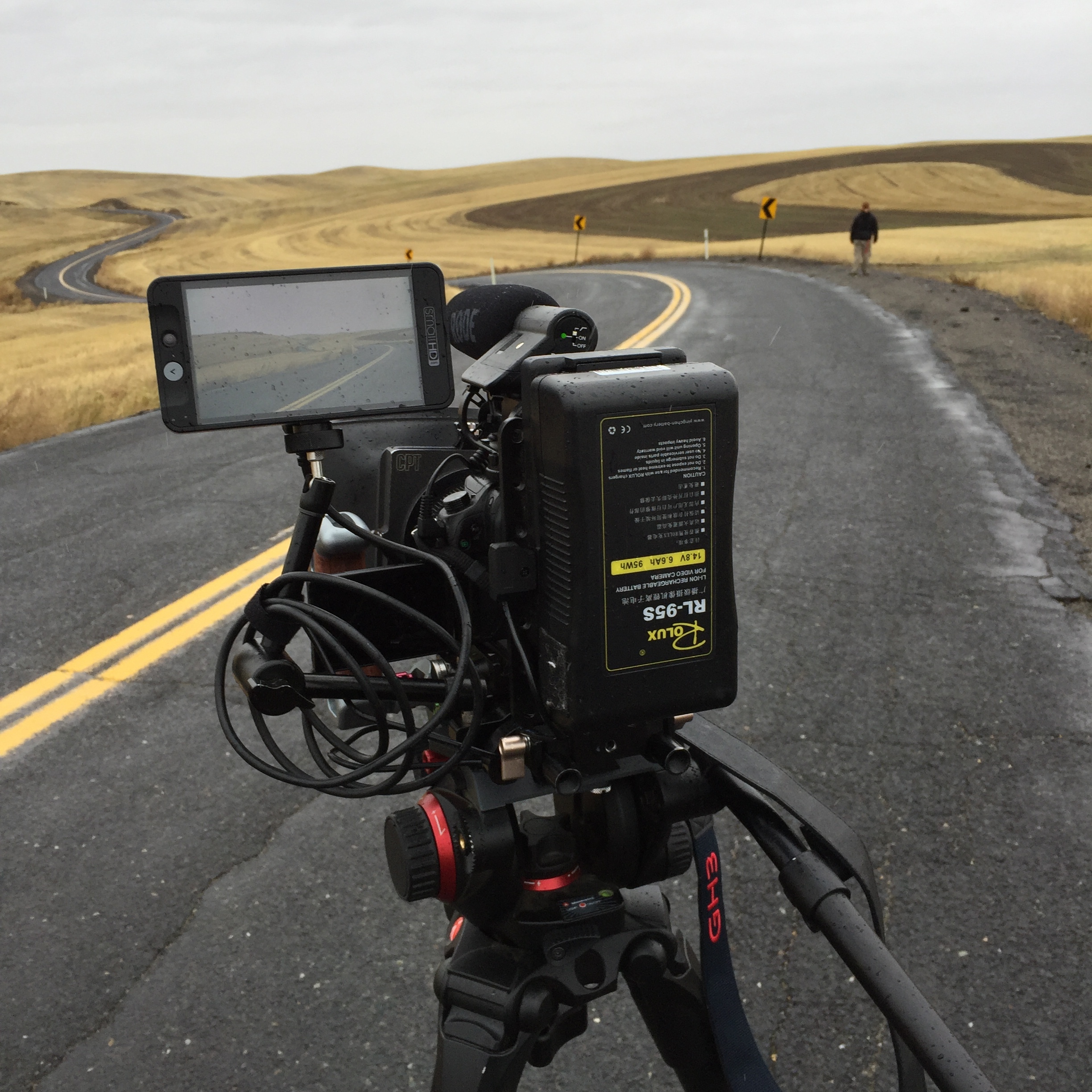 The camera rig, Evan, and backroads of Cheney Washington.
