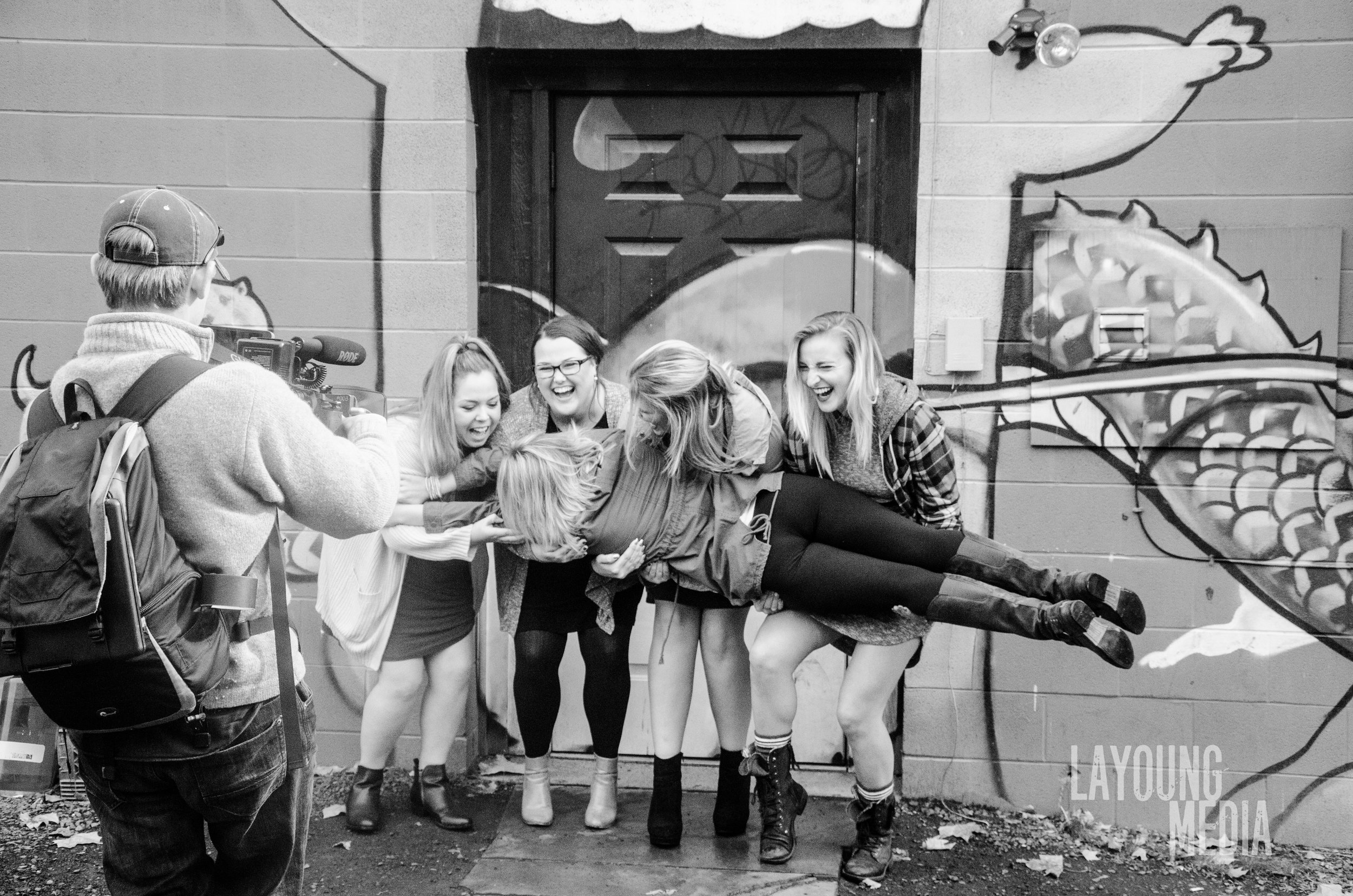 Jumping into each others arms - and capturing it on camera!