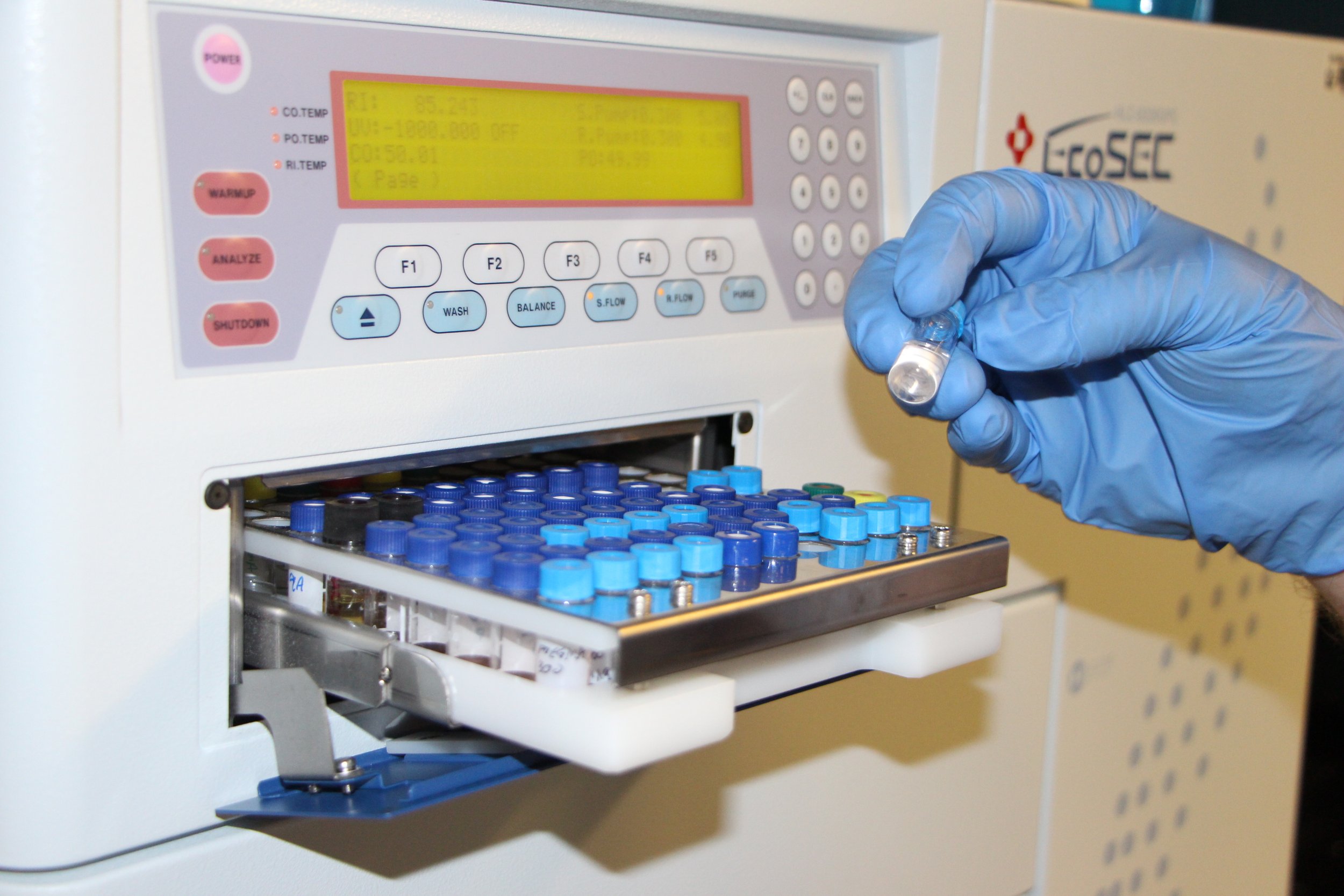 Gel Permeation Chromatography, providing an a weight distirbution of heavy molecule (e.g. polymers)