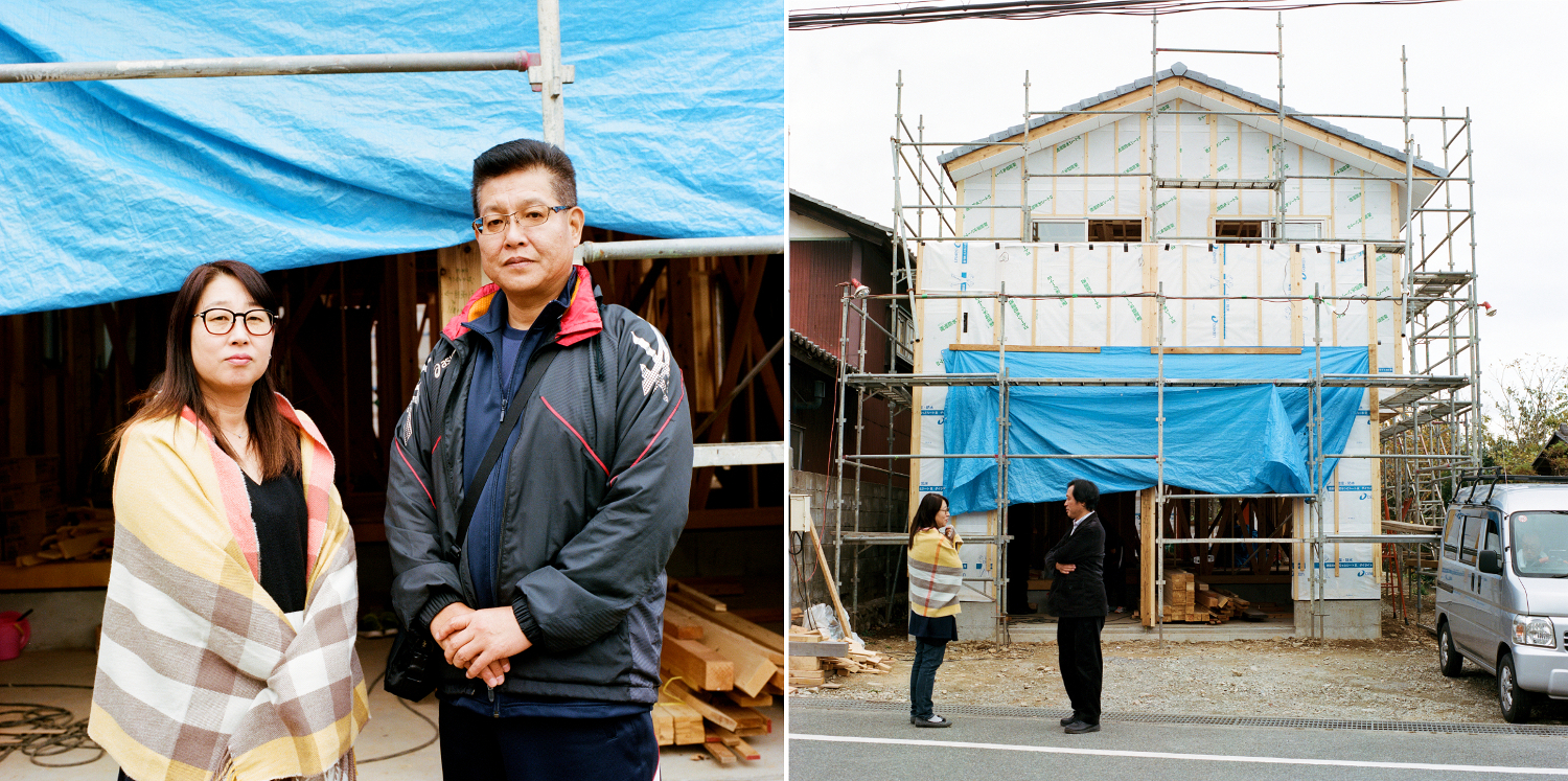 This couple to the left had started to repair their old home, but, since it was so badly damaged, they finally decided to demolish and rebuild it. They tell me that they will come back with their children and grandchildren, as soon as the school reopens. The gentleman plans to reopen his clothing store on the ground floor. The man in the right photograph is their interior designer, also a resident of Naraha. He has also opened an art gallery next to the village’s only non-public restaurant.