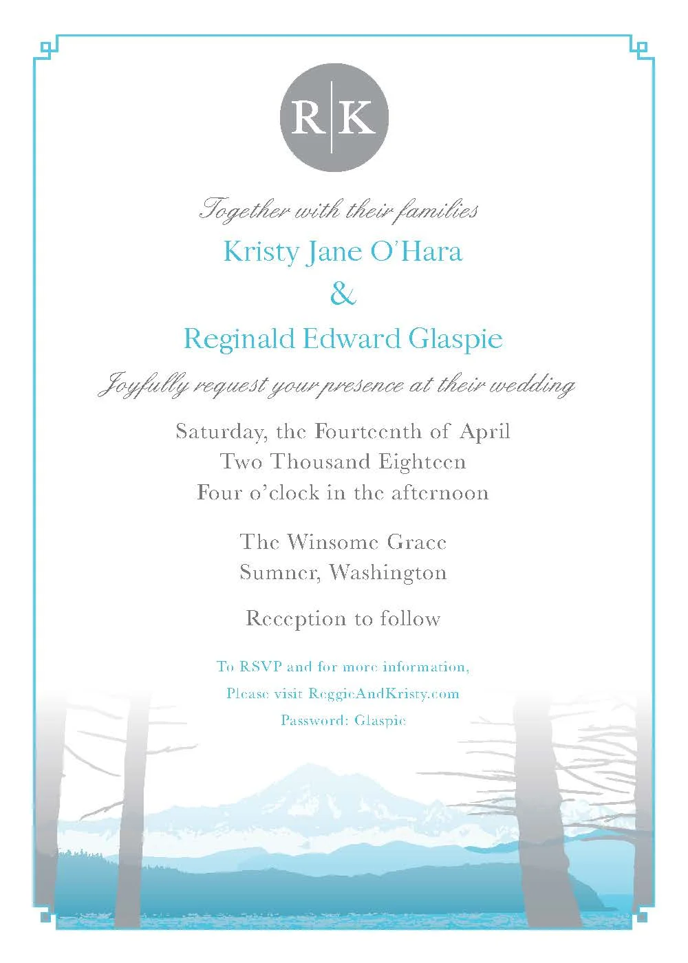 Kristy and Reggie Wedding Invite