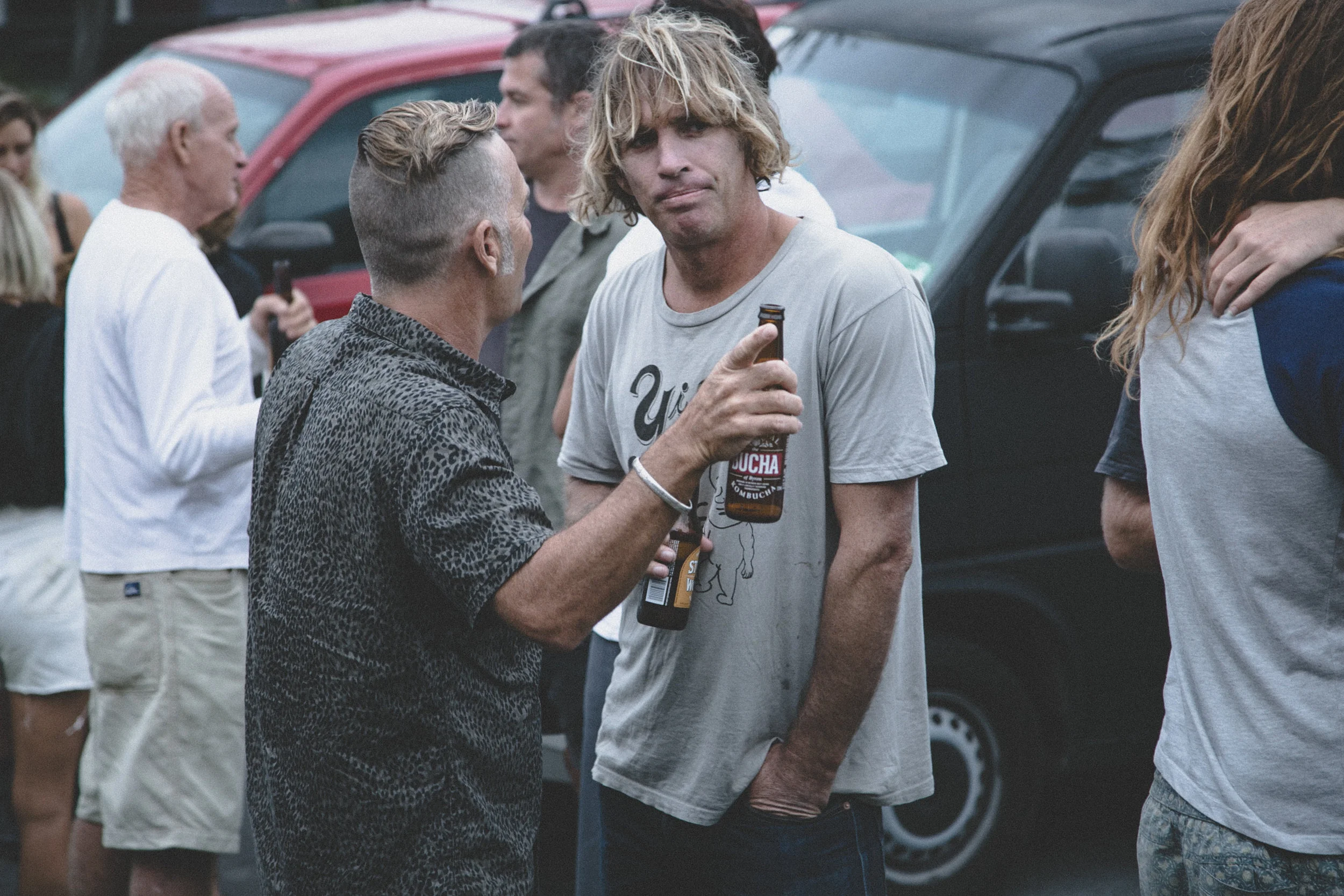 Jason Childs & Ozzie Wright share Bucha and Stone & Wood at the Peter Crawford photo Exhibit presented by FallenBrokenStreet Photo by Gabe Ryan @guppadie