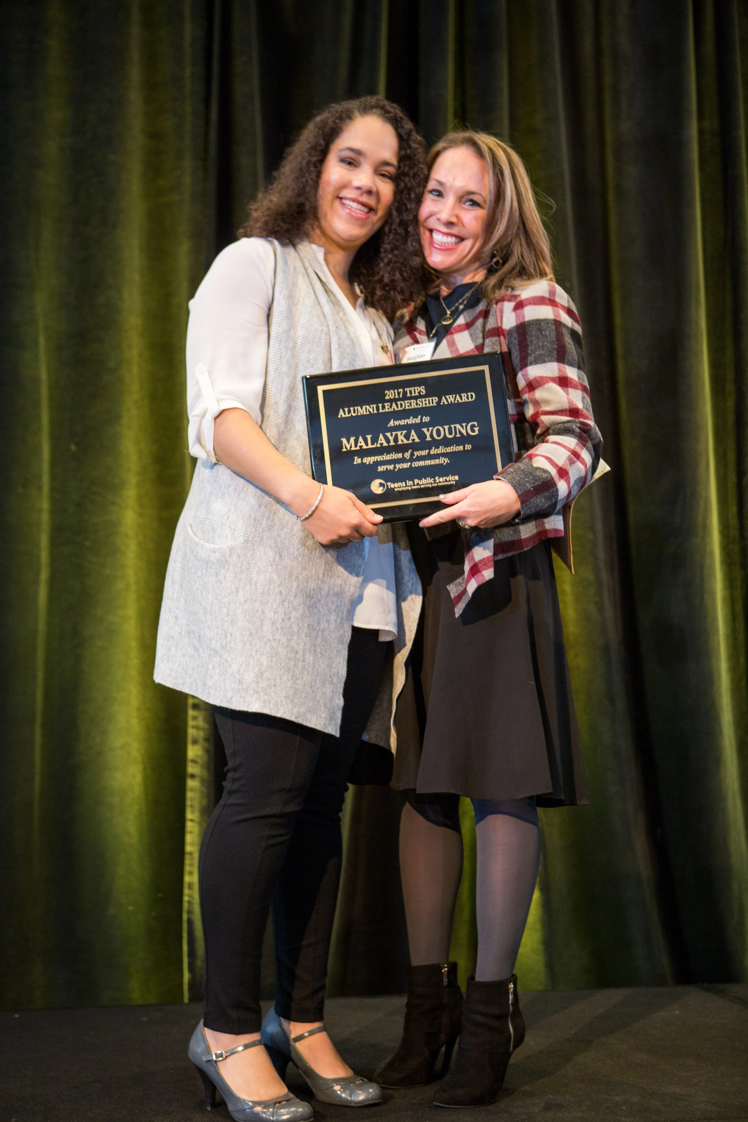 Malayka Young, TIPS Alumni Award Recipient, and Meghan Barnes, TIPS Alumni Association Chair