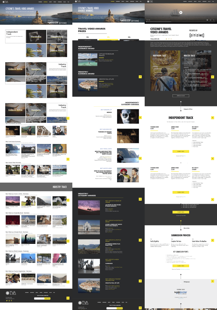 Three different pages on the TVA website all with different ways to navigate through each page