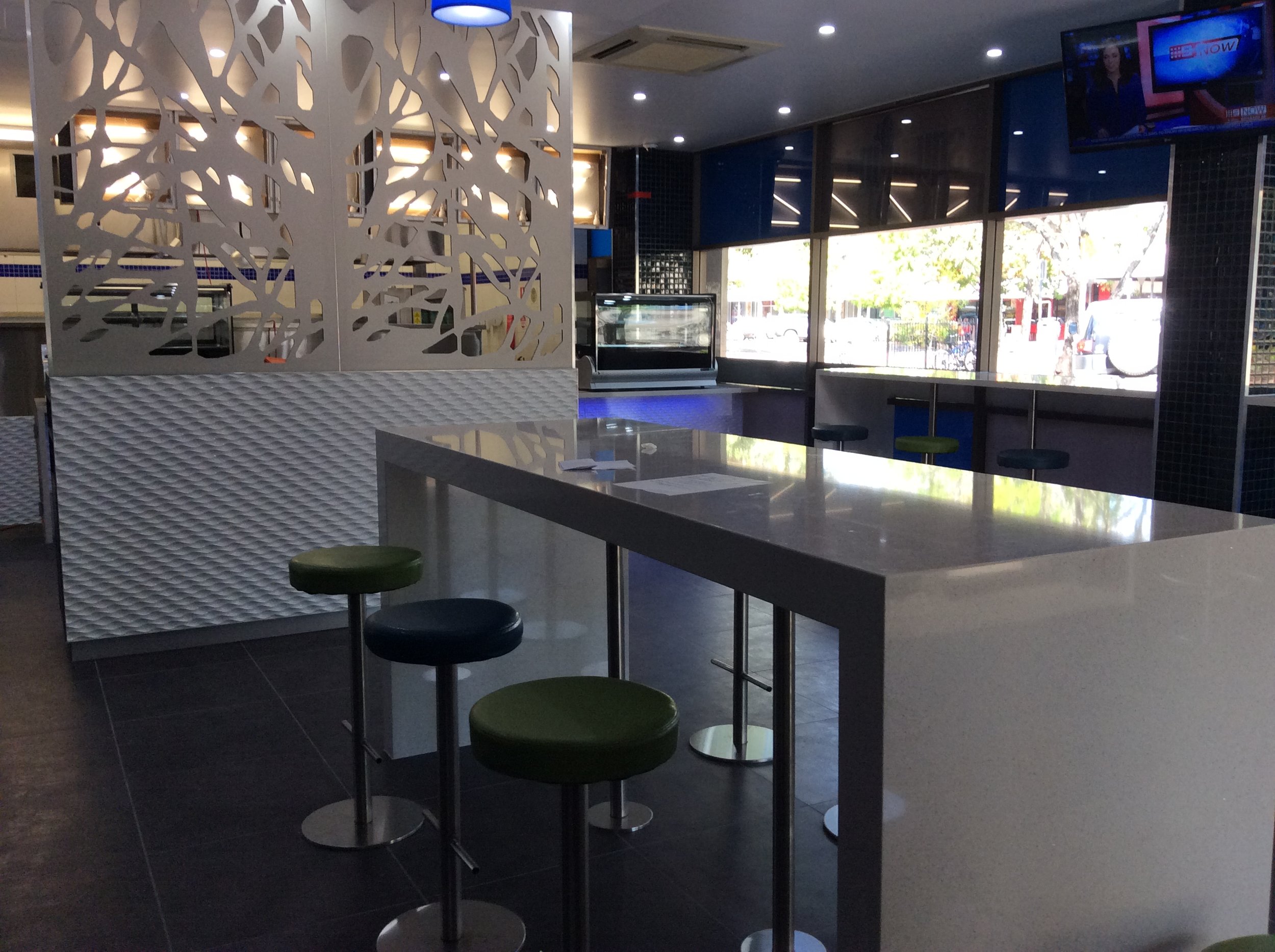 Commercial Island counter tops with waterfall ends