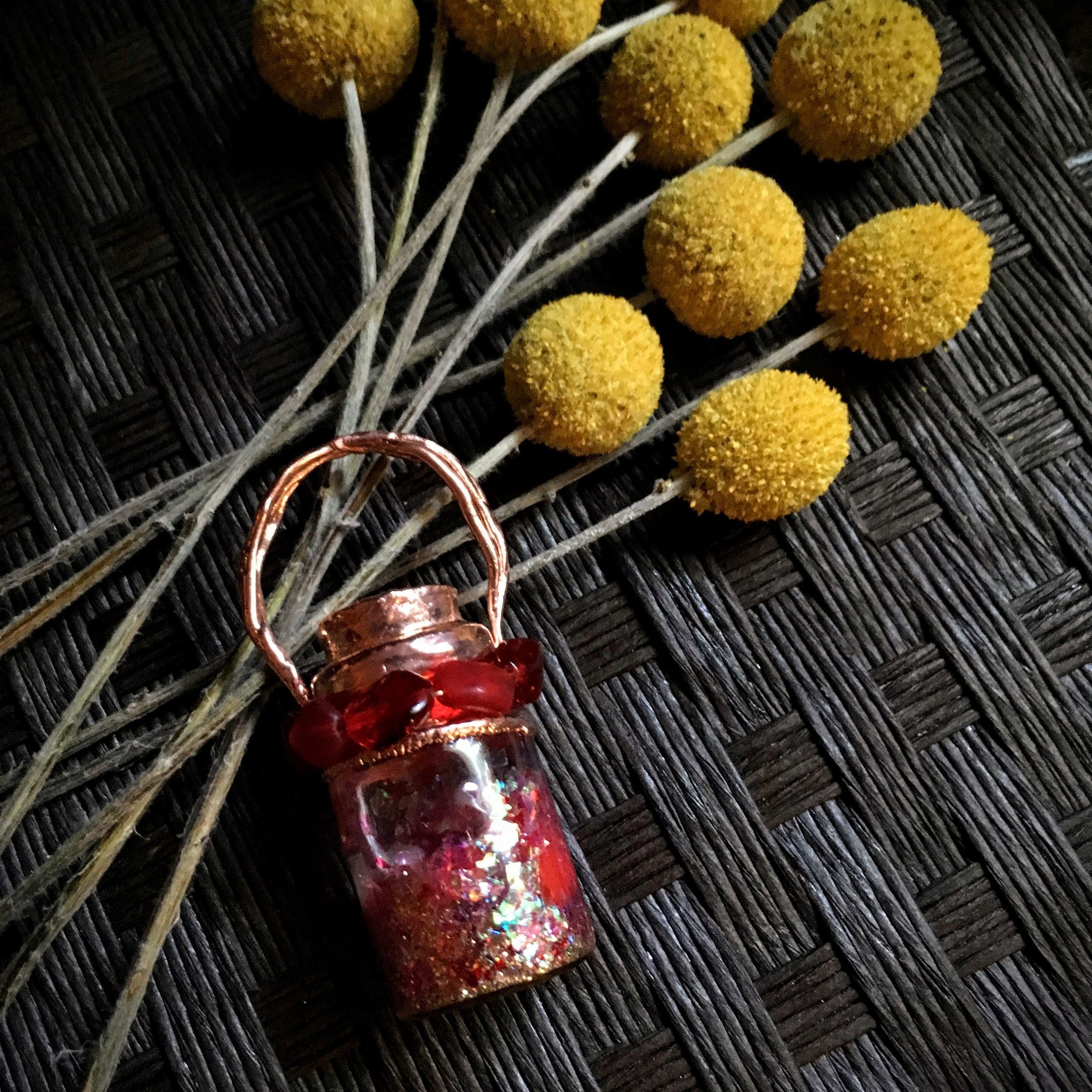 Love Potion Bottle Pendant | Copper Electroformed Necklace