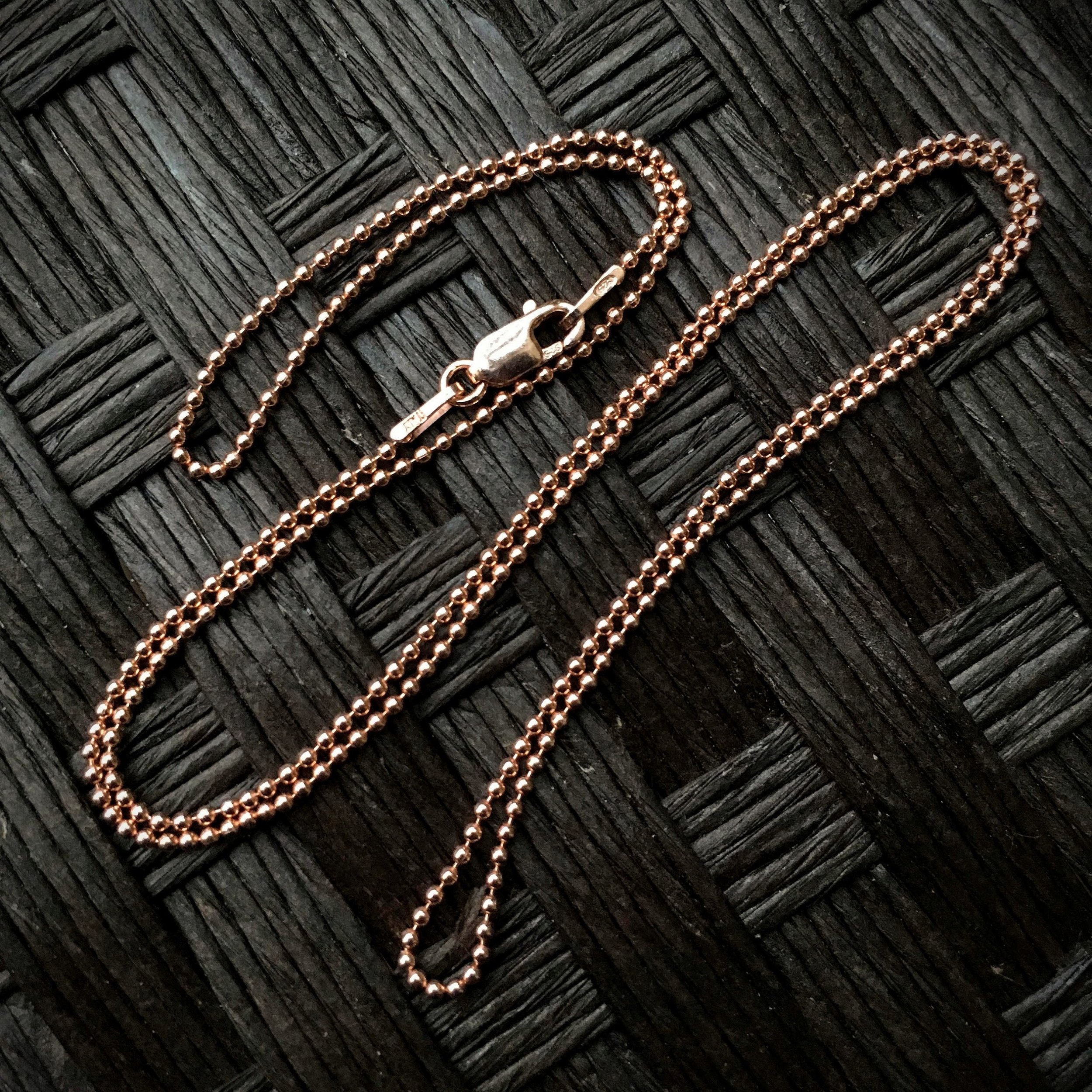 Sterling Silver Rose Gold-Plated 20" 1.2mm Bead Chain Necklace