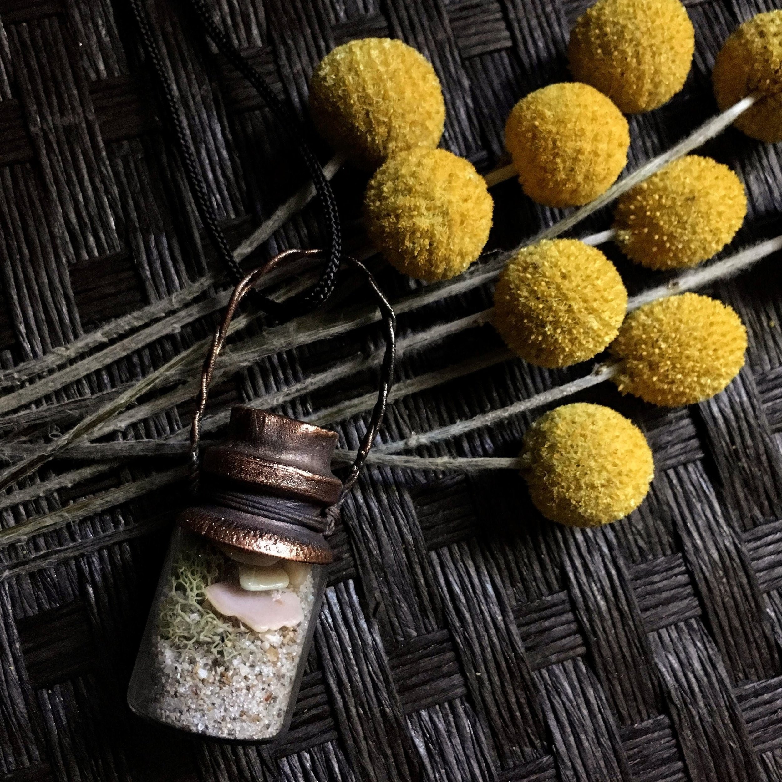 Beach Sand Bottle Pendant | Copper Electroformed Necklace