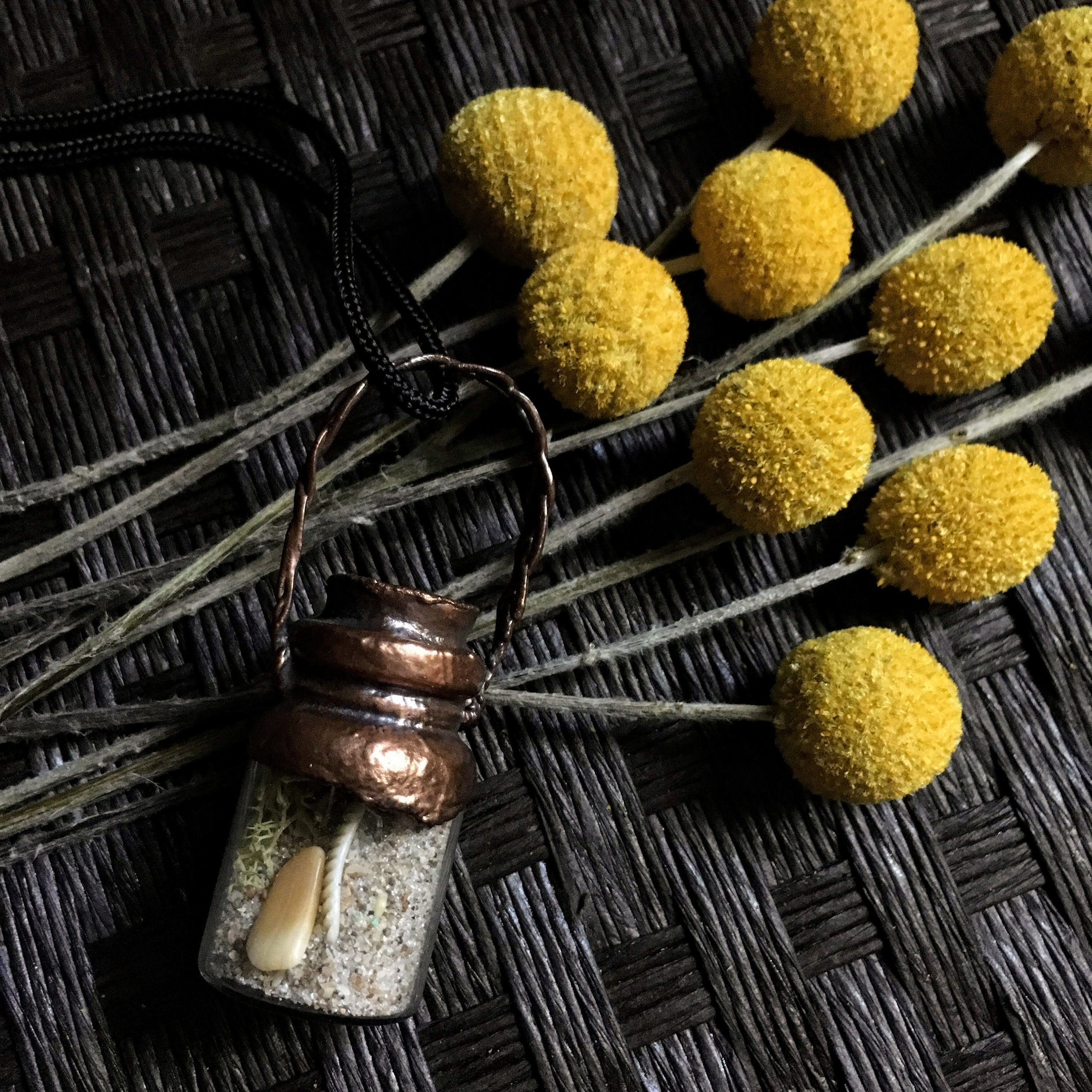 Beach Sand Bottle Pendant | Copper Electroformed Necklace