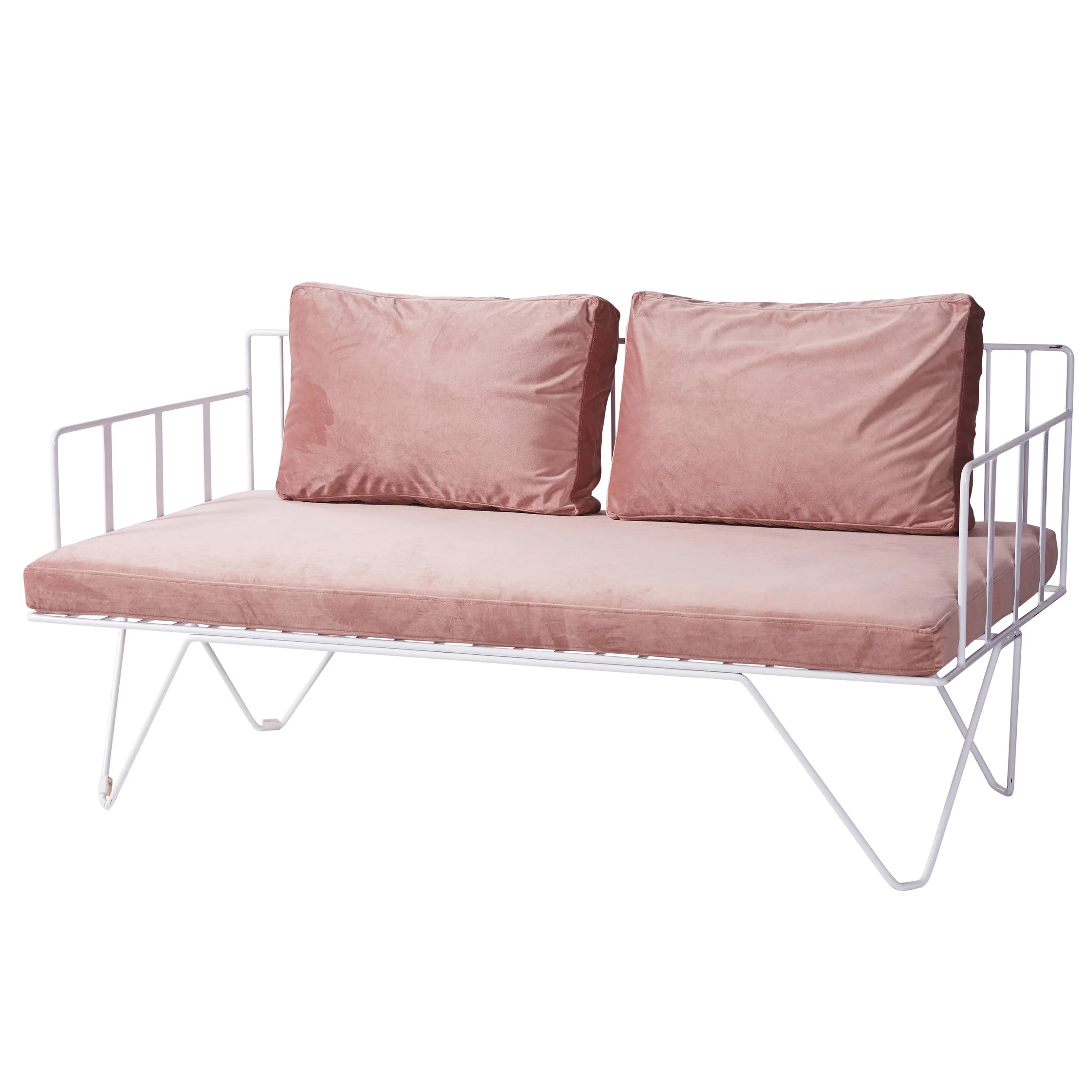 WIRE SOFA - WHITE/DUSTY PINK