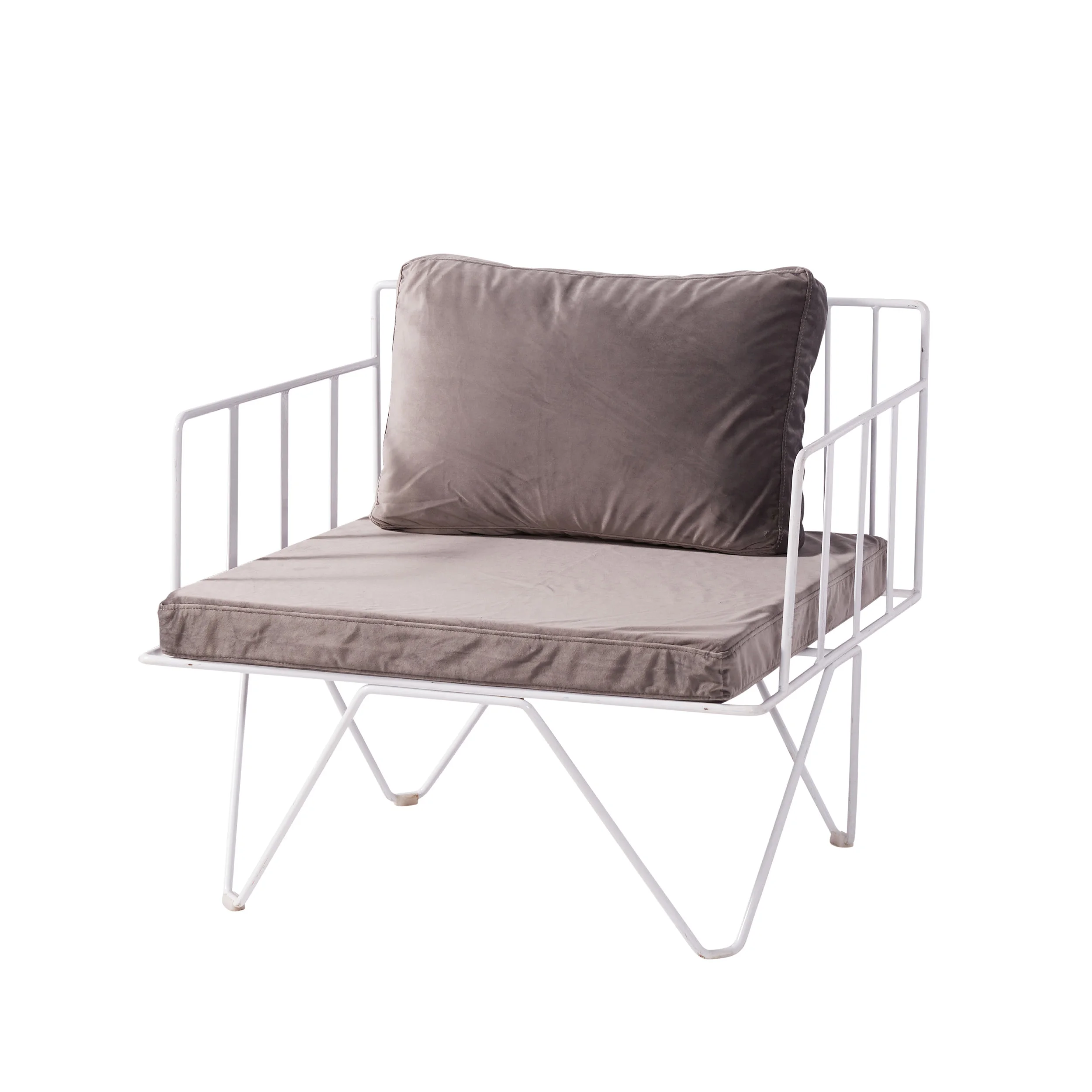WIRE ARMCHAIR - WHITE/GREY