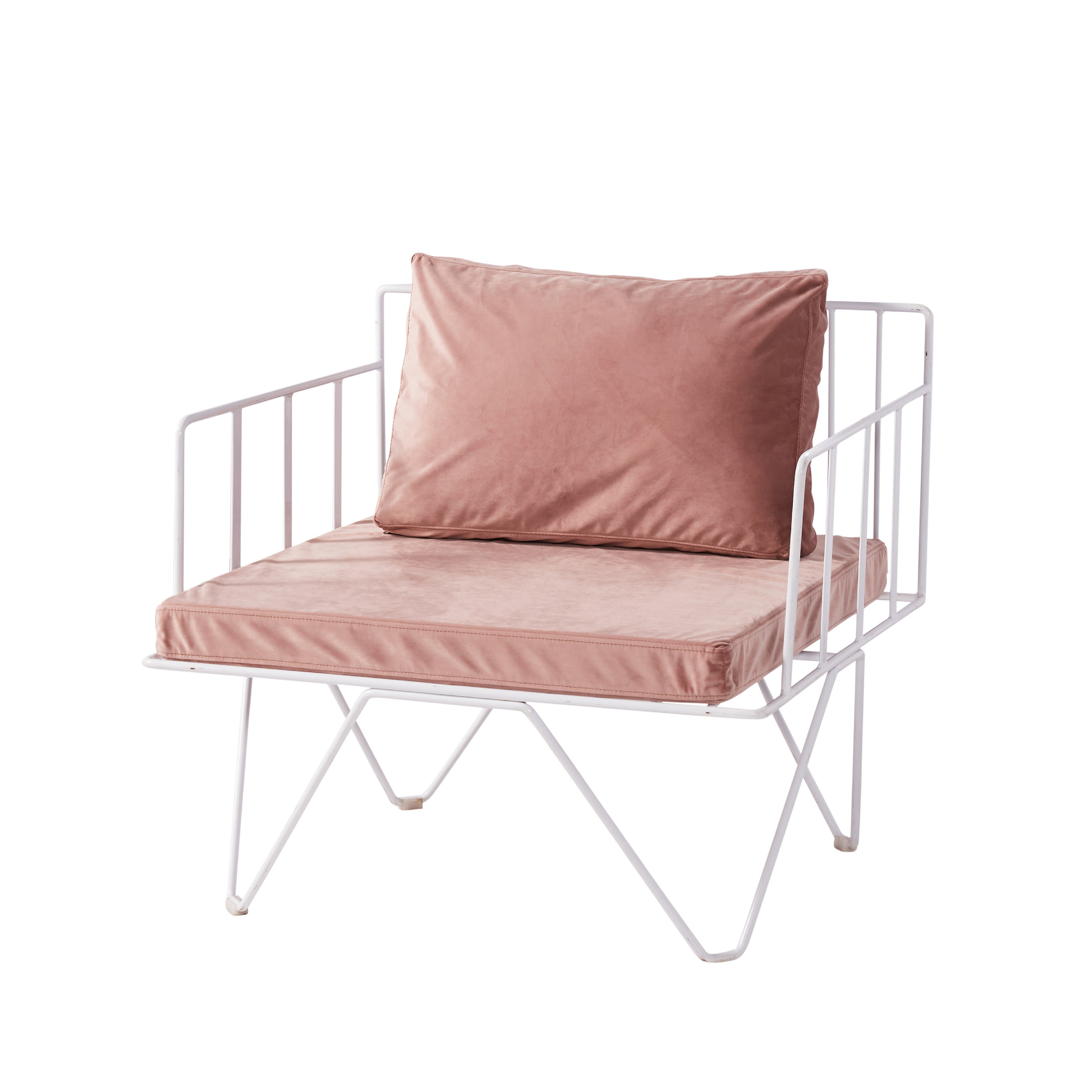 WIRE ARMCHAIR - WHITE/DUSTY PINK