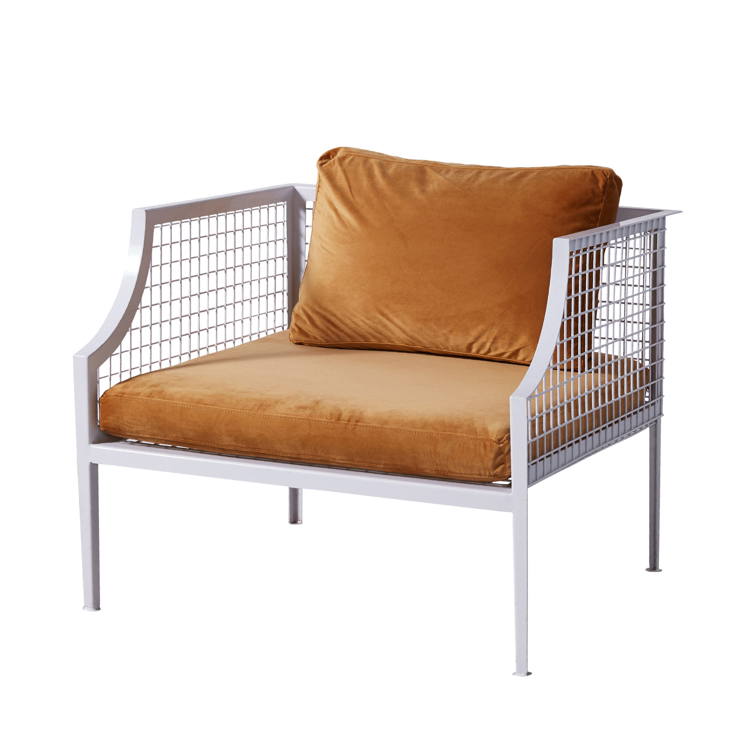 MESH ARMCHAIR - WHITE/MUSTARD