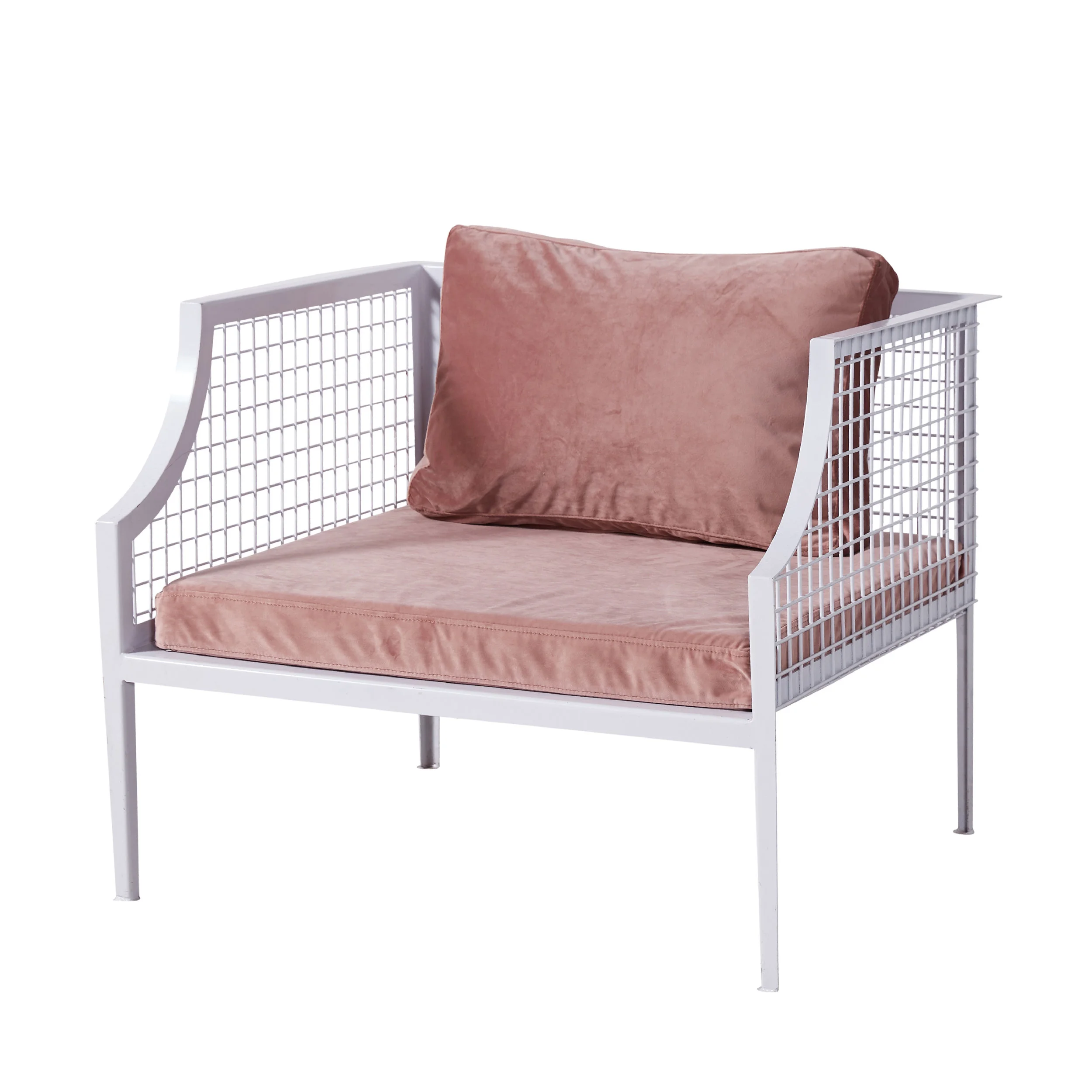 MESH ARMCHAIR - WHITE/DUSTY PINK