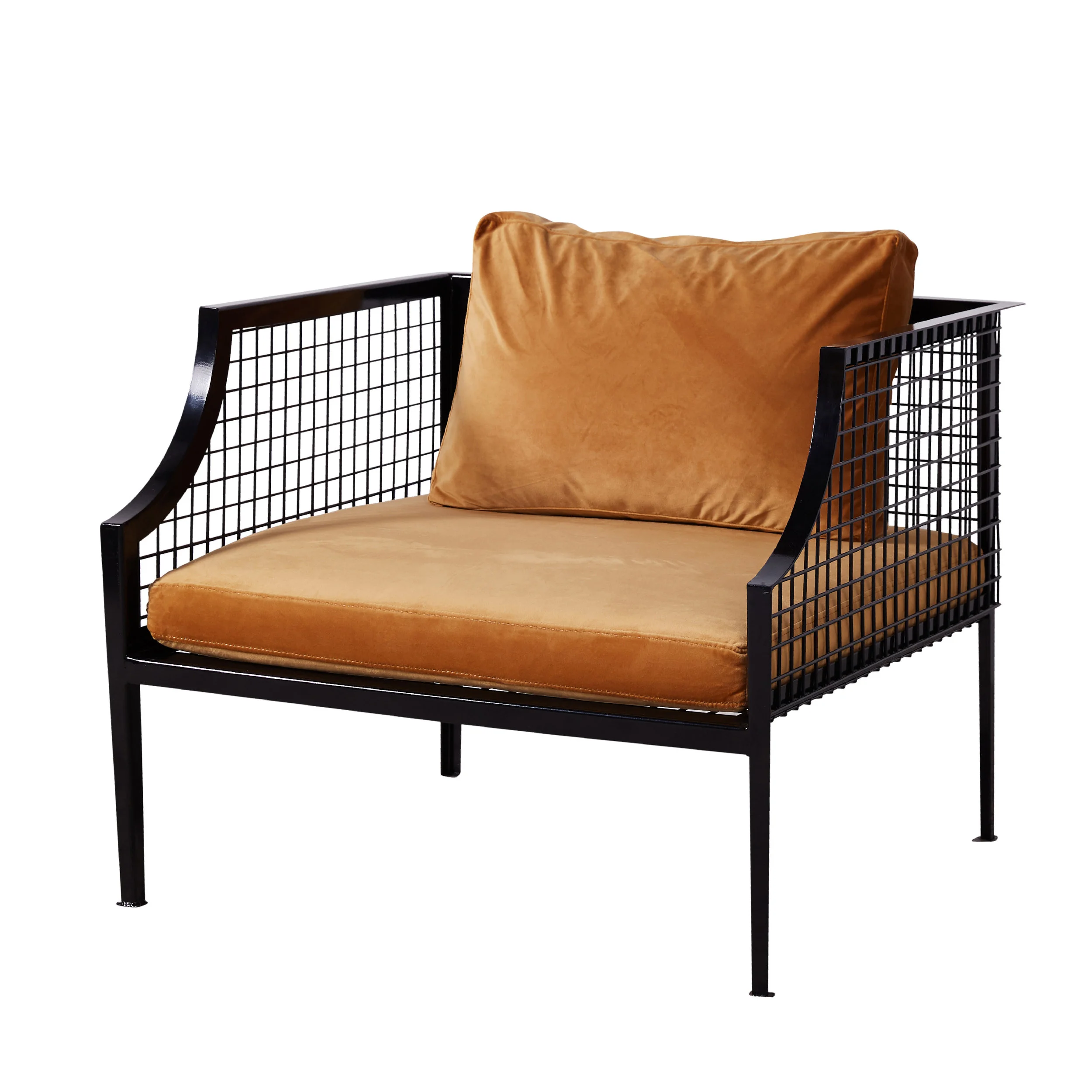 MESH ARMCHAIR - BLACK/MUSTARD
