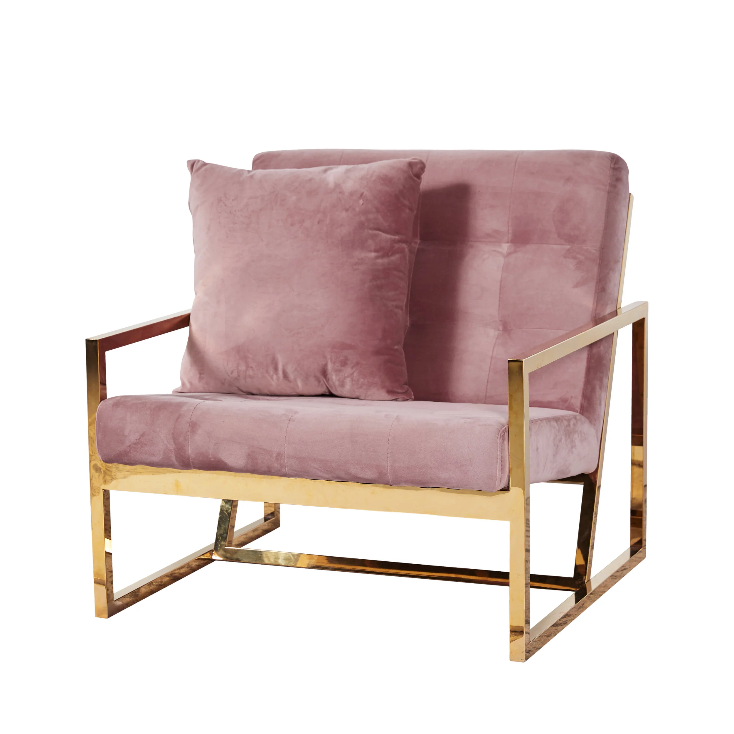 2 X VELVET ARMCHAIR - BLUSH