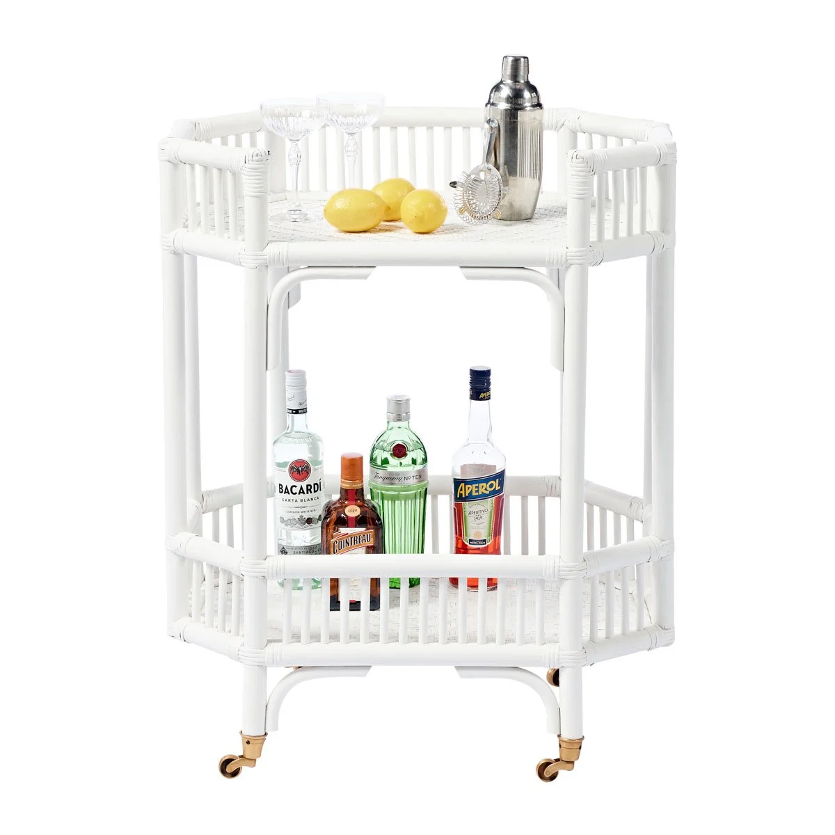 Rattan Drinks Trolley - White