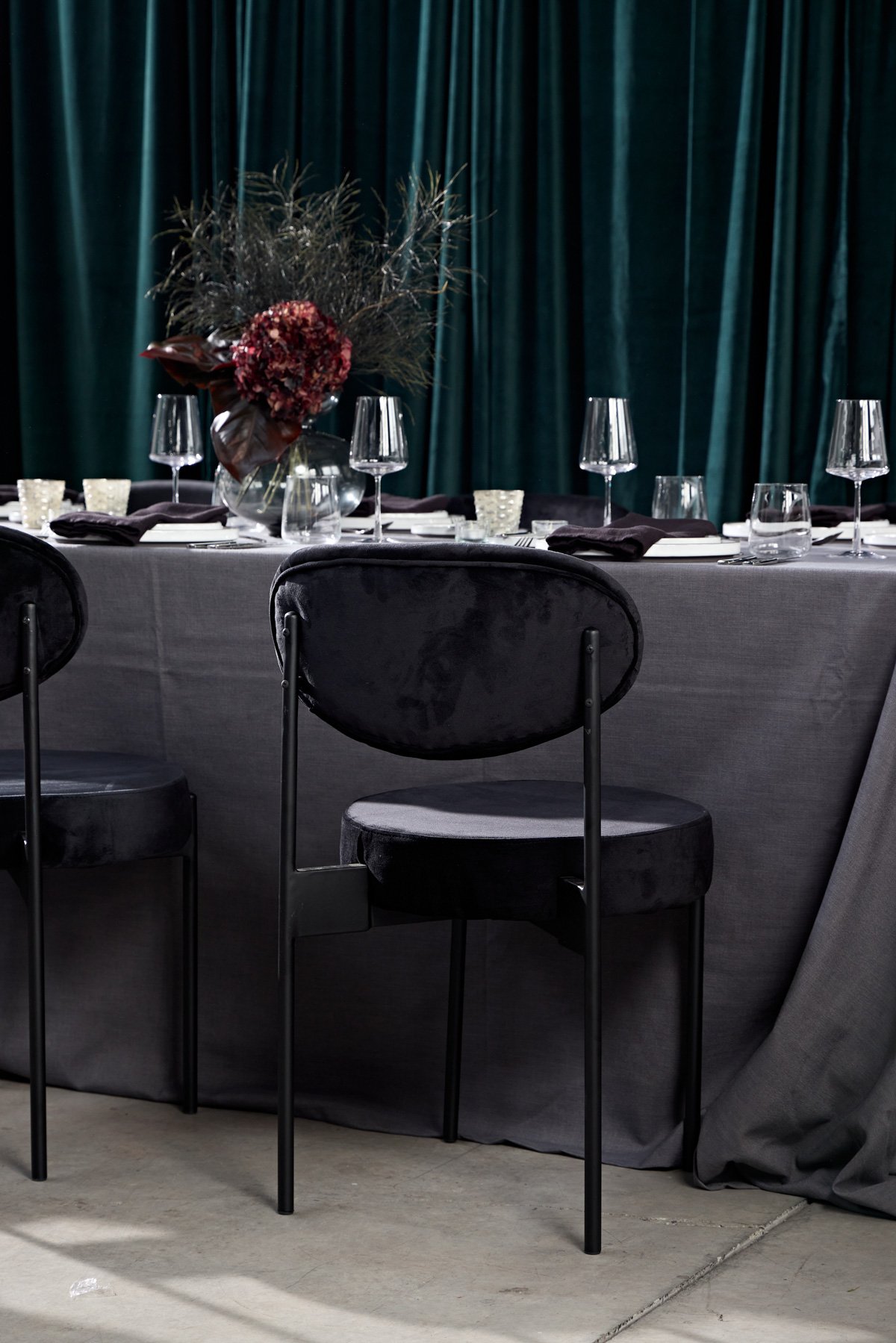 black velvet dining chair