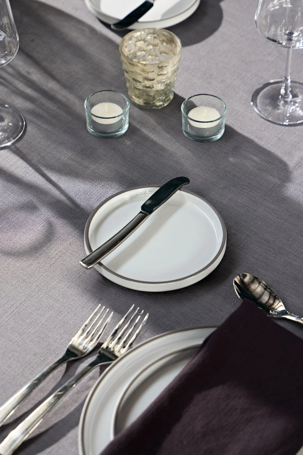 Charcoal Tablecloth hire
