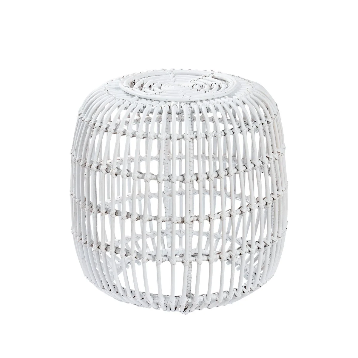 RATTAN OTTOMAN - WHITE