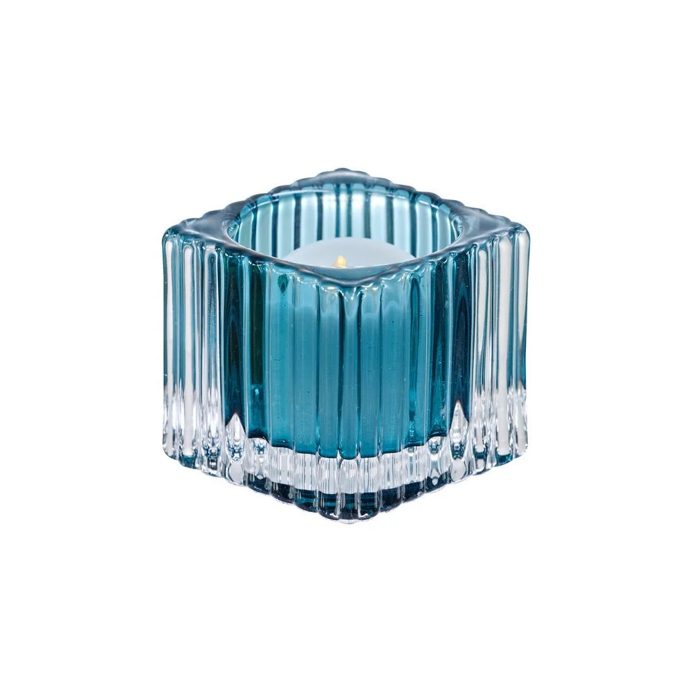 TEALIGHT - RIBBED SAPPHIRE