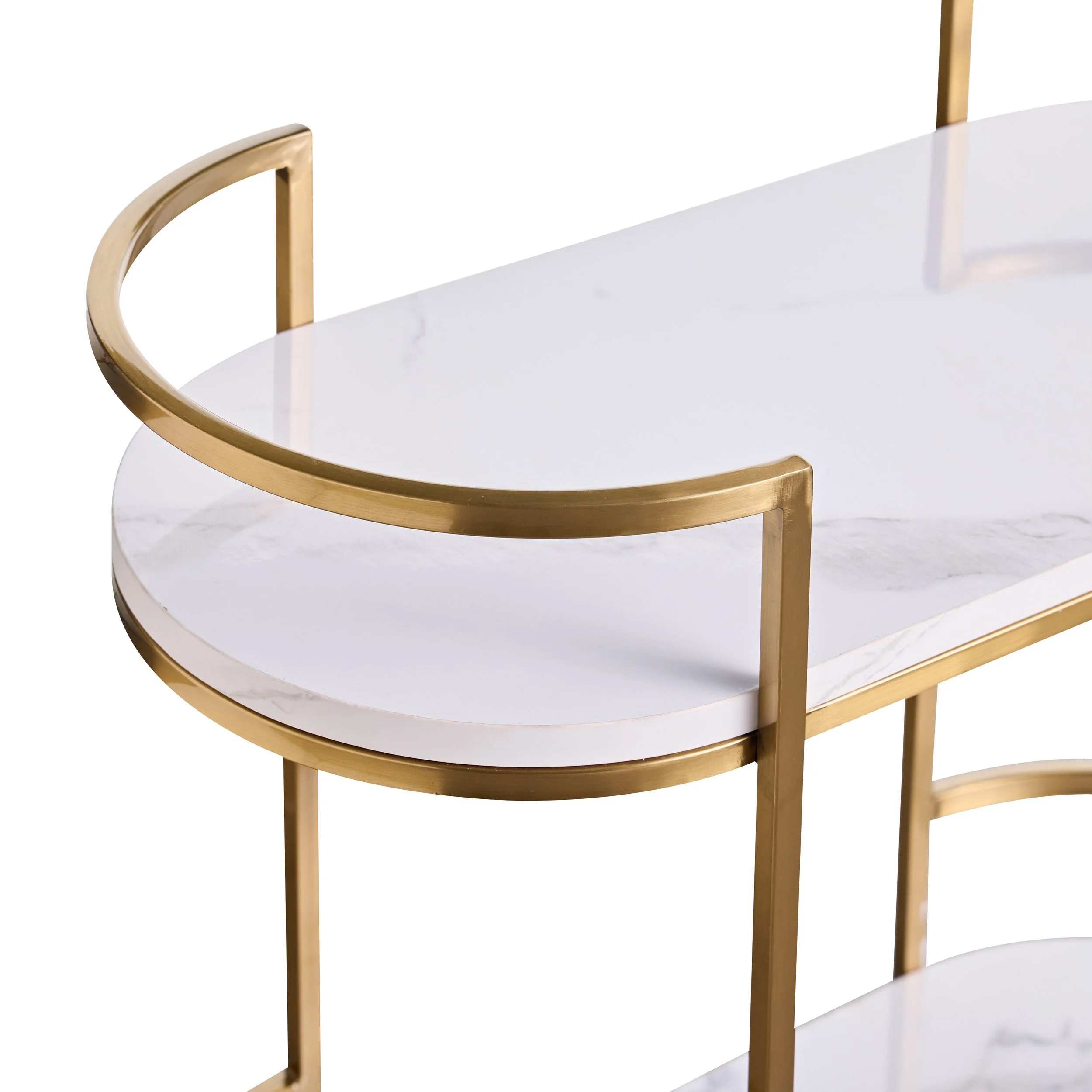 gold and marble white bar cart