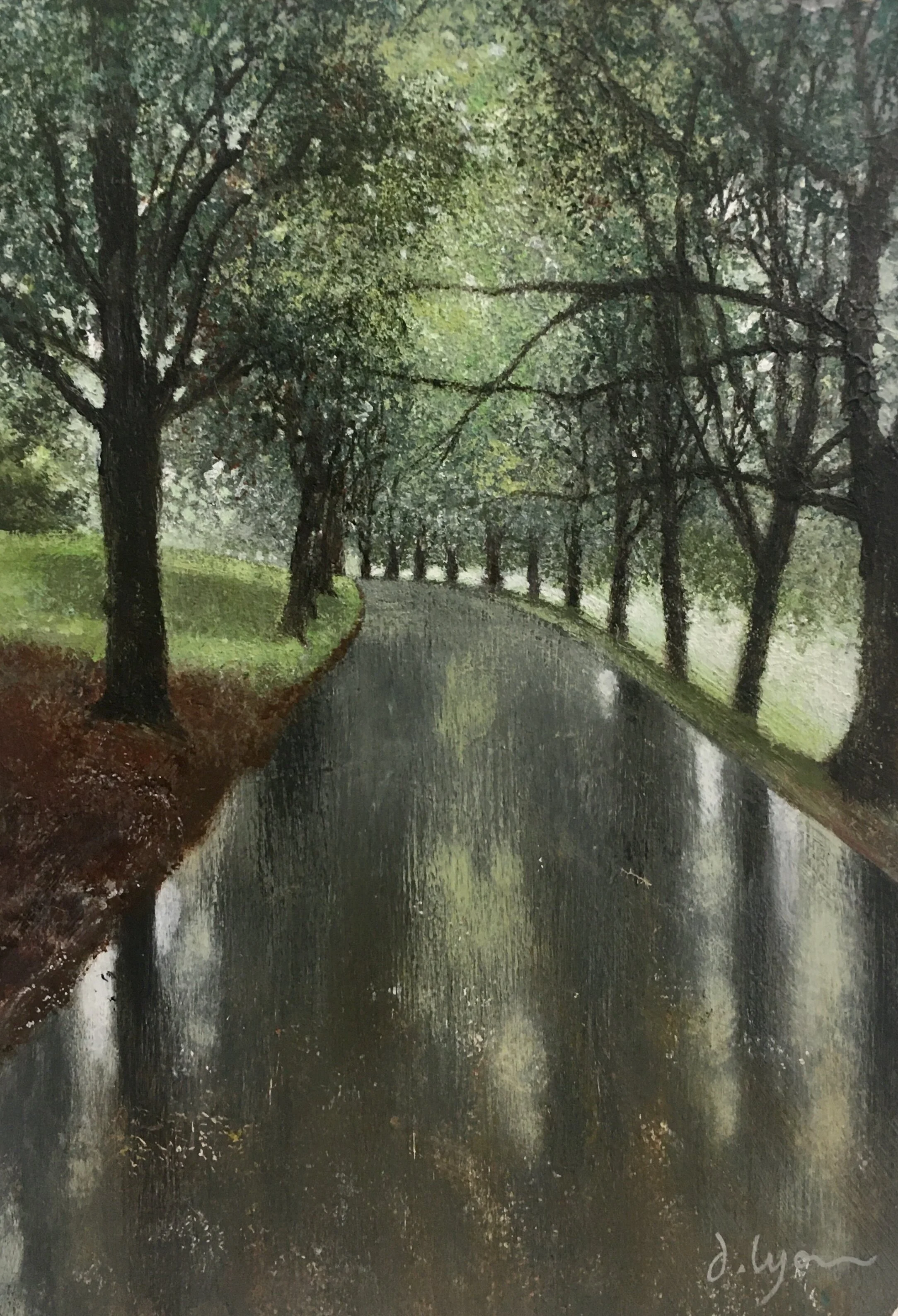 Roundhay Park: Path To The Mansion, Acrylic on Plywood.
