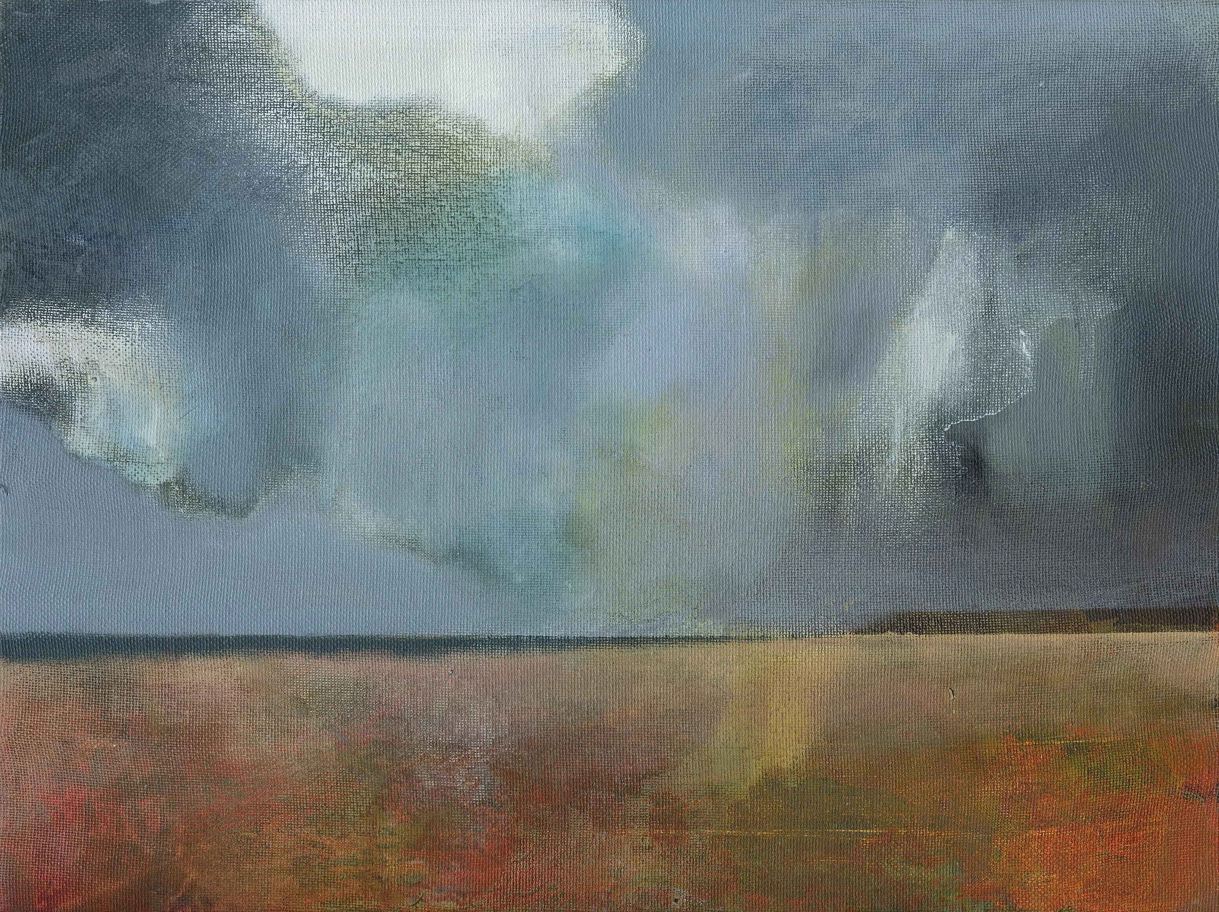 Storm Over Filey Bay (Flamborough Head) by David Lyon - Original, Acrylic on Canvas, Float Framed