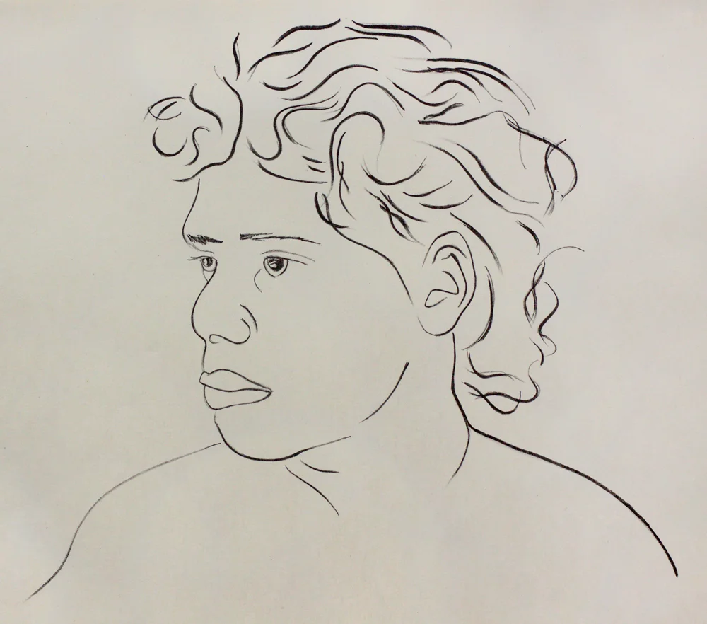 Dylan Sarra Portrait II (2019). 43 x 52cm. Lithograph on Kitikata Select. Image: Grey Hand Press
