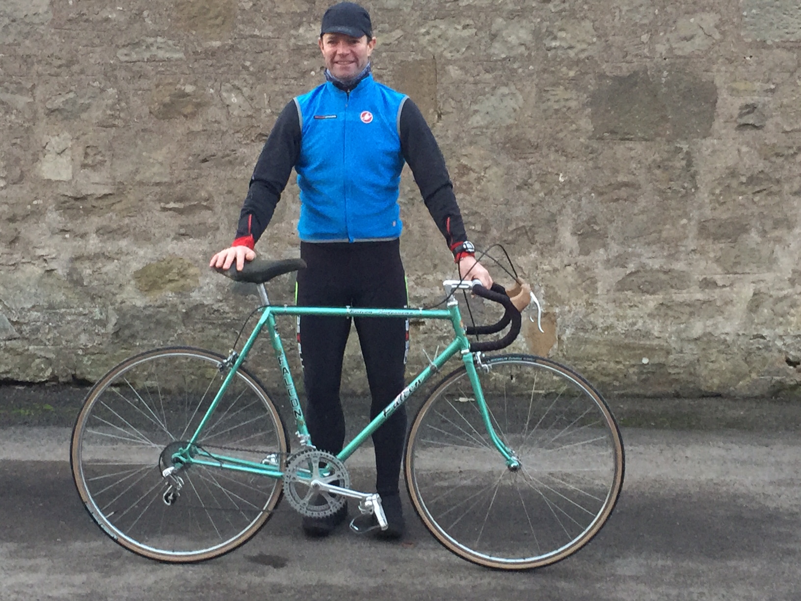 John preparing to ride his fully restored Falcon Professional