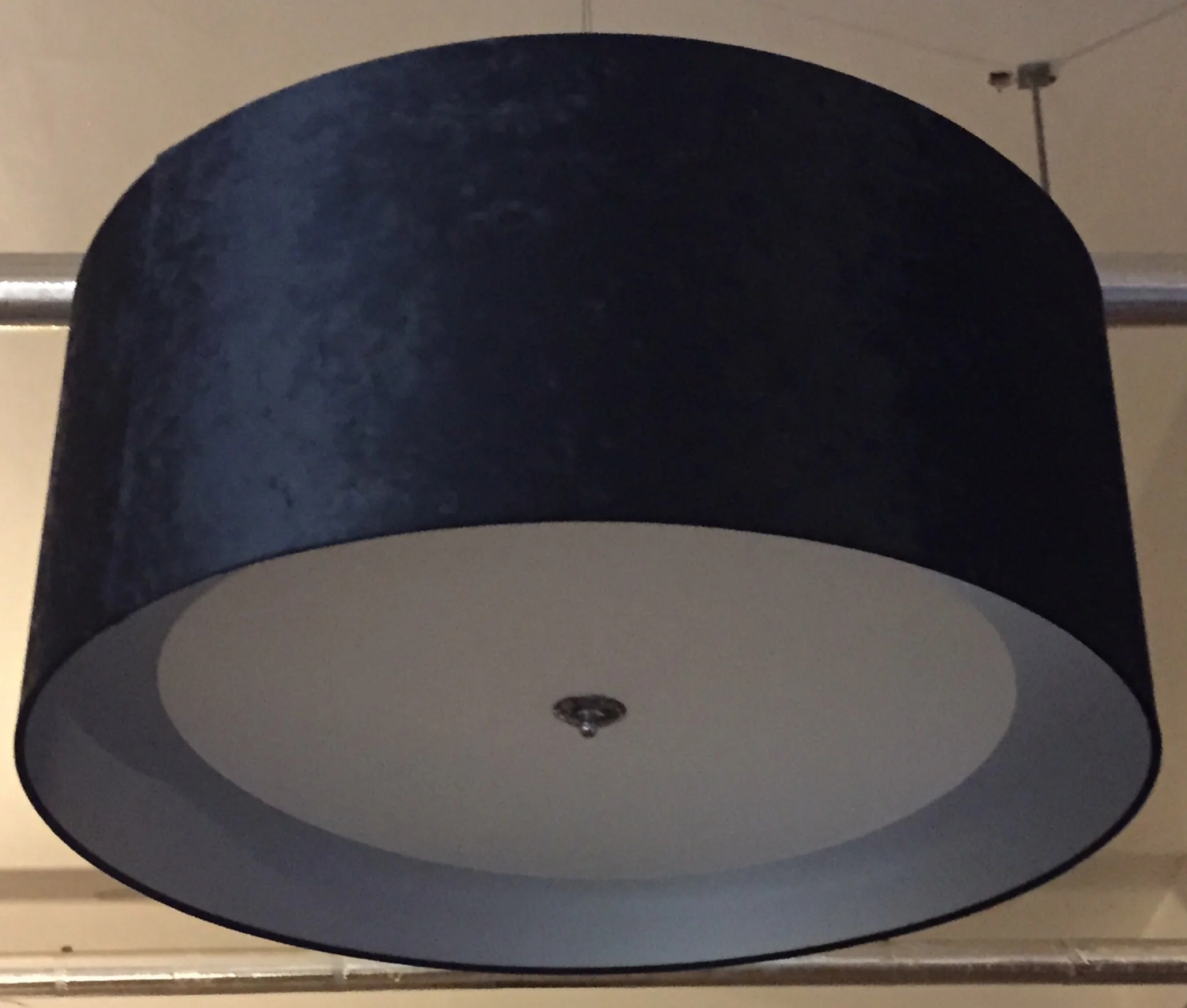 large black velvet lamp shade with opal diffuser