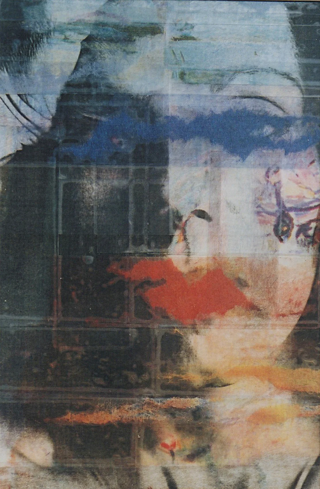 Transparency with newsprint and scotchtape