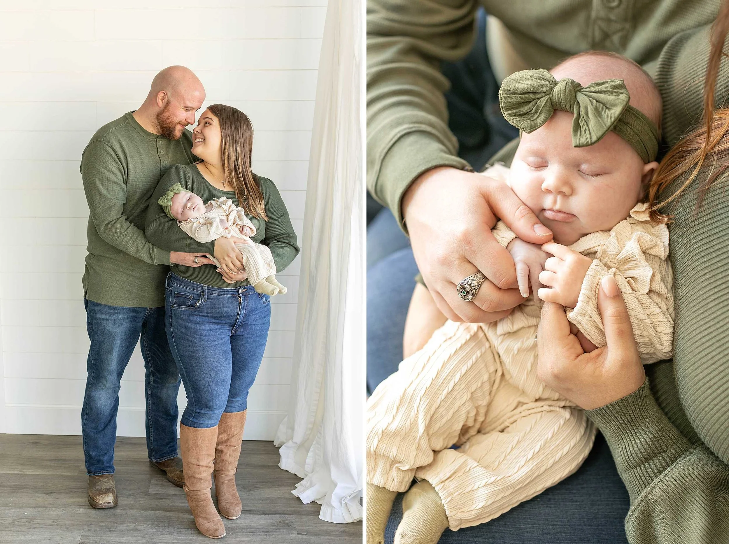 Neutral studio newborn session at studio 388 in kankakee illinois