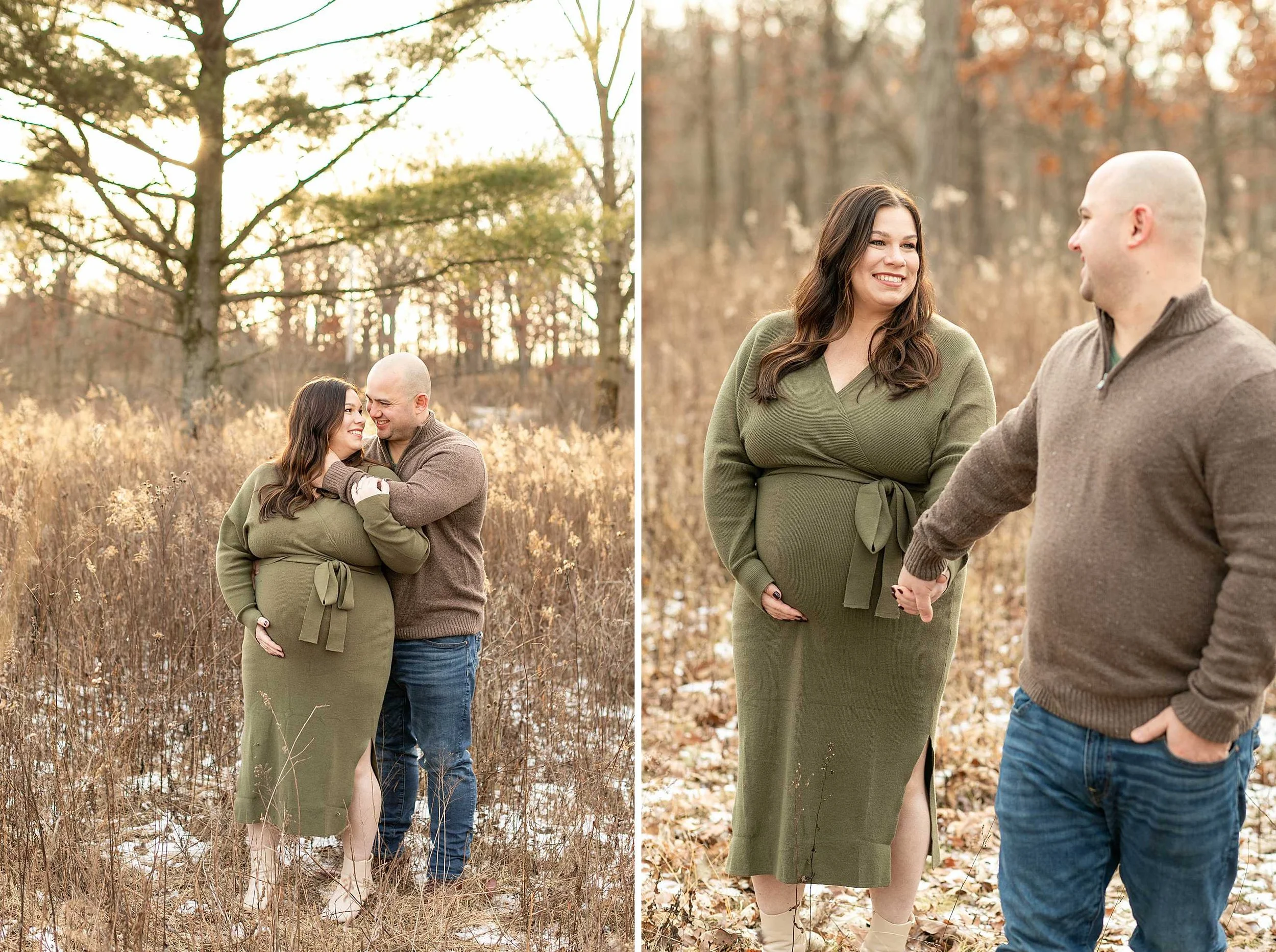 Winter Woodsy Maternity Session at Goodenow Grove Nature Preserve in Beecher, IL | Becky &amp; Joe