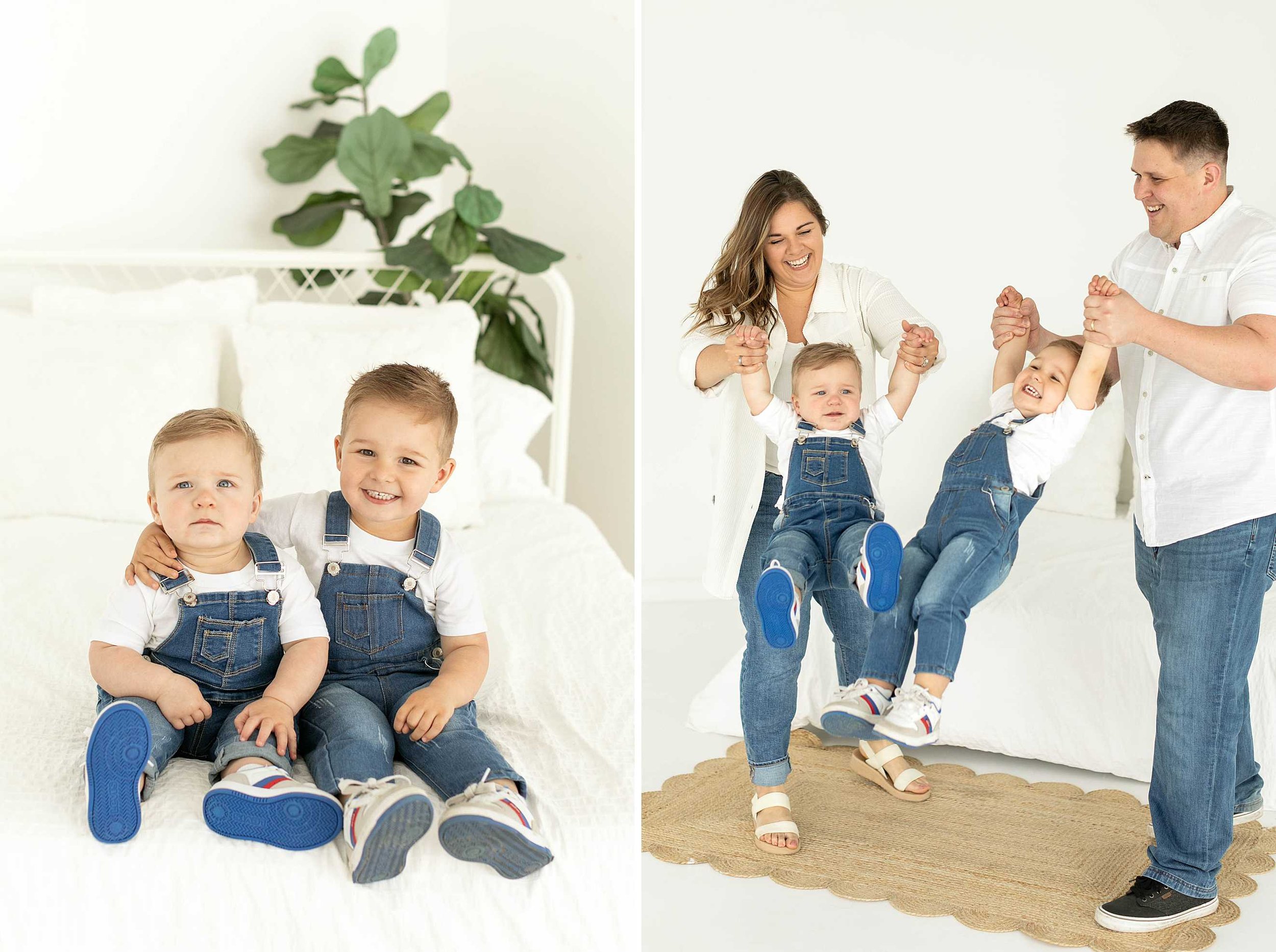 White and Denim Studio Family Session in Manhattan, IL | Cascone Family