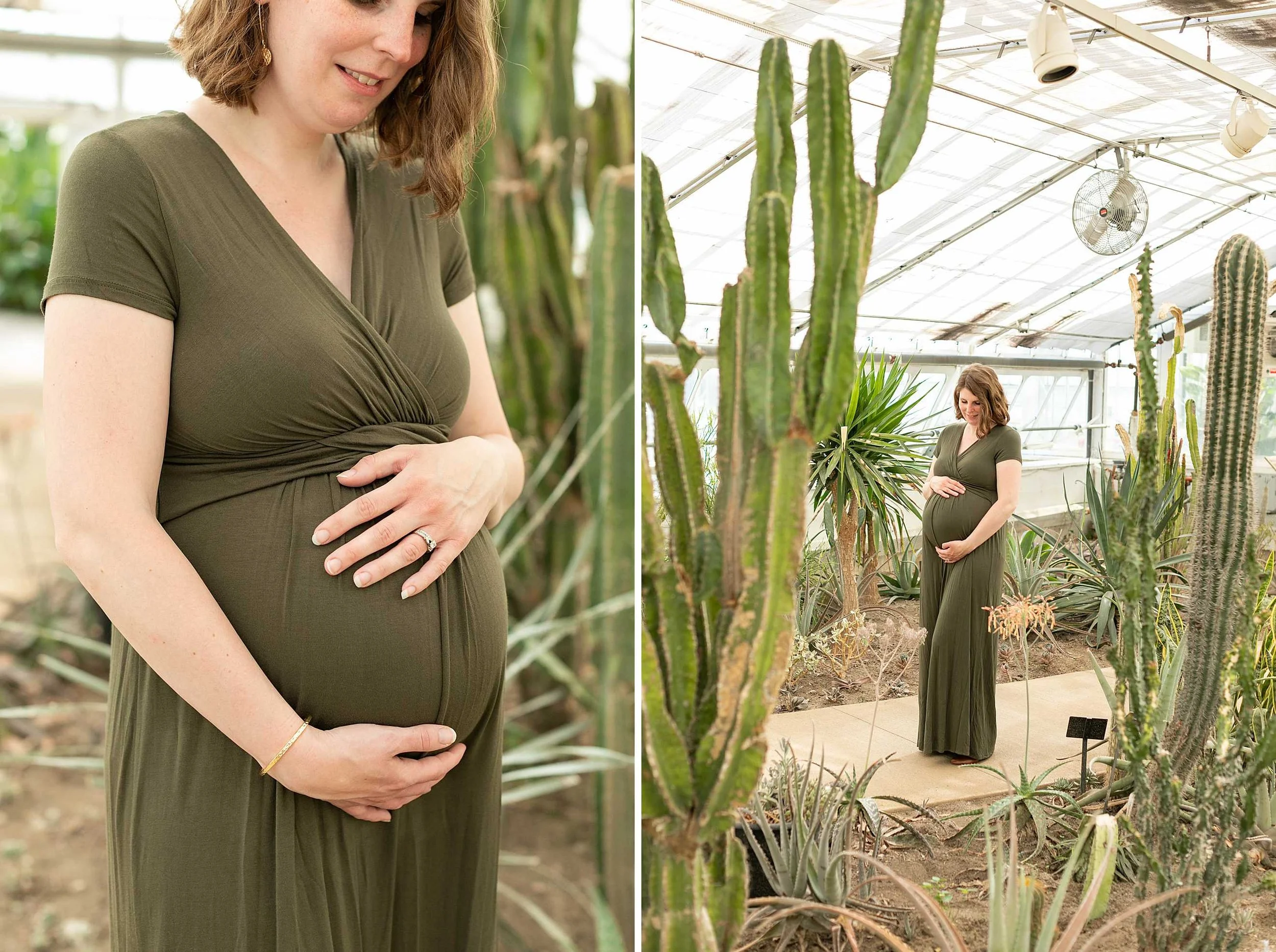 Bird haven greenhouse maternity family photos at pilcher park in joliet illinois