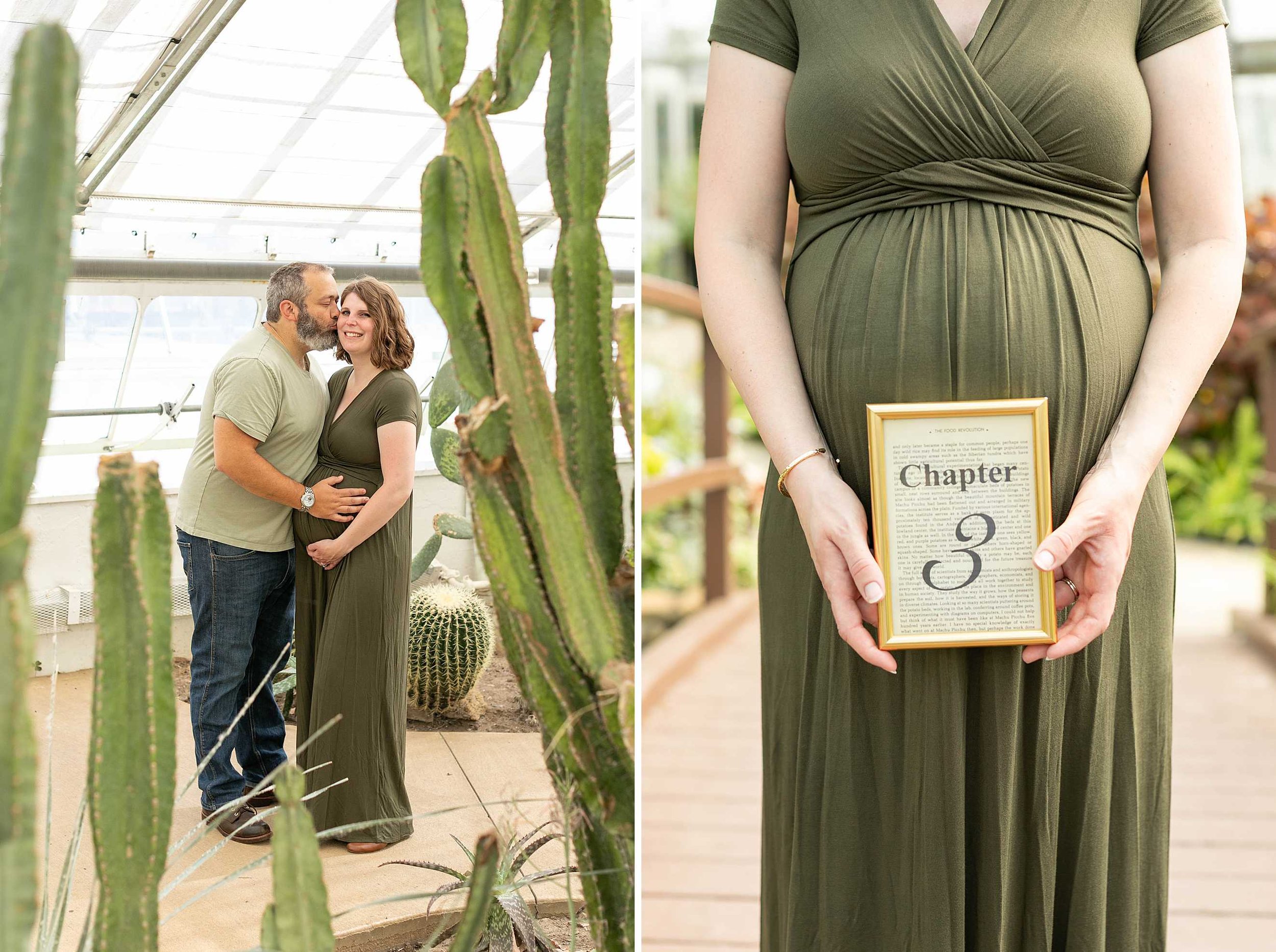 Bird haven greenhouse maternity family photos at pilcher park in joliet illinois