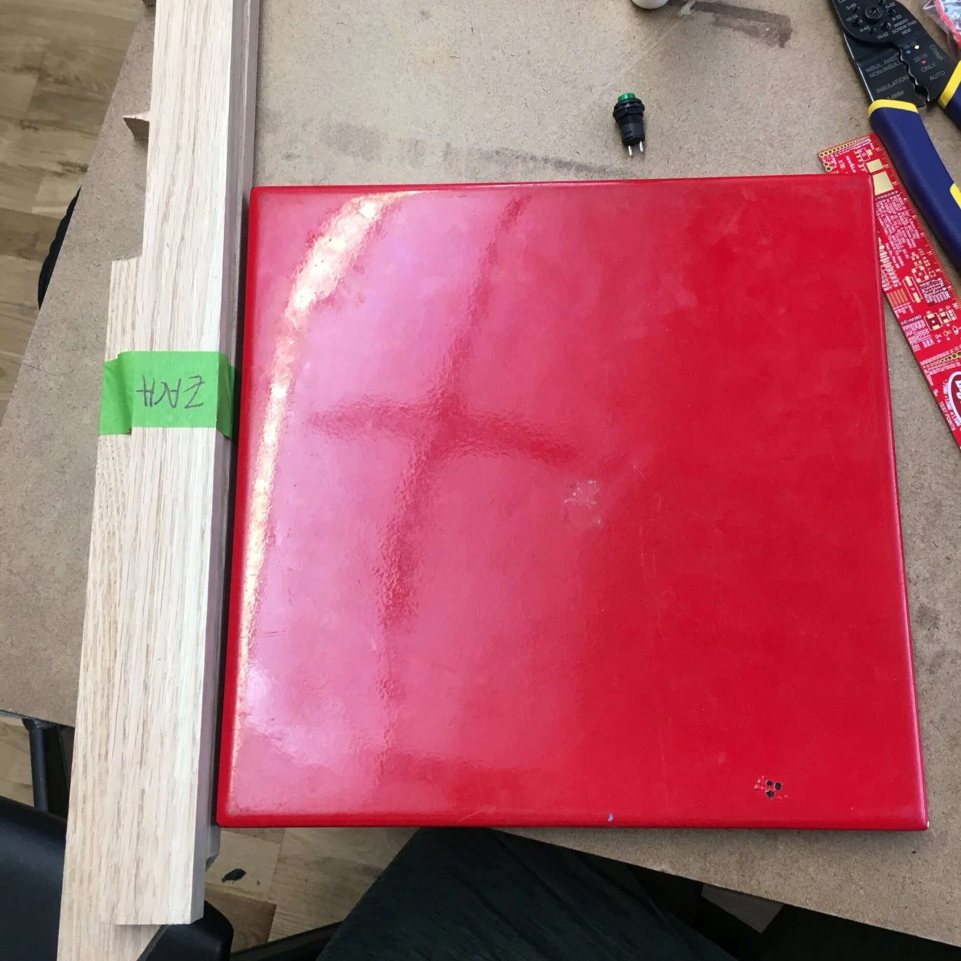 A red, plastic platform