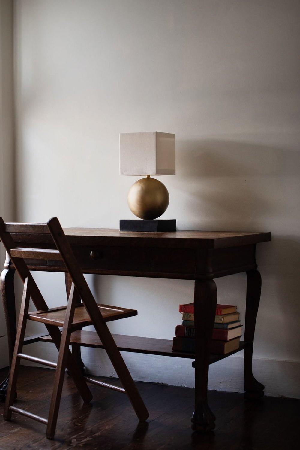 IO Brushed Brass Table Lamp by H. Bigeleisen