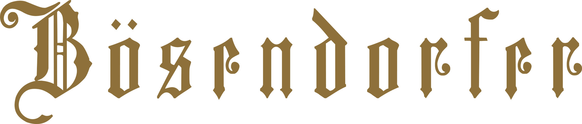 Black background with gold ornate text spelling 'Börseutens' in Gothic style.