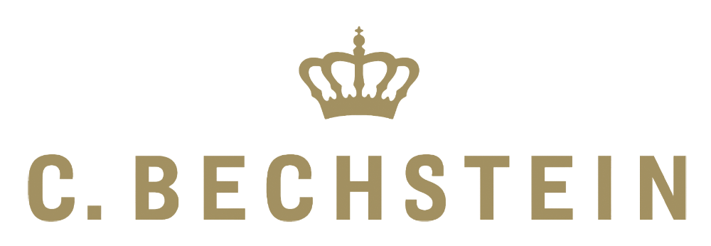 Logo for C. Bechstein featuring a crown above the company name in bold, uppercase letters.